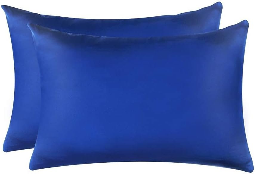 Jocoku 100% Mulberry Silk Pillowcases Set of 2 for Hair and Skin and Super Soft and Breathable Queen Size Nature Silk Pillowcases (Queen, Royal Blue)