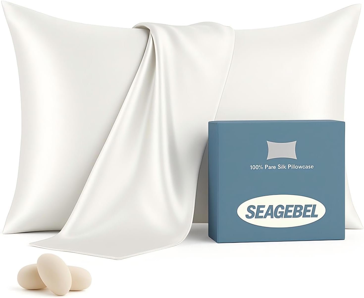 100% Pure Mulberry Silk Pillowcase for Hair and Skin, Soft, Hypoallergenic & Smooth, Both Sides Premium Grade 6A Silk with Zipper, Gift for Women & Men (Queen 20″x30″, White)