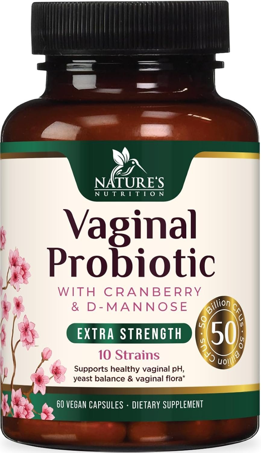 Vaginal Probiotics for Women – 50 Billion CFU per Capsule – Targeted Lactobacillus Blend with Prebiotics, Cranberry, D-Mannose – For pH Balance, Feminine Flora, Odor, & Urinary Support – 60 Capsules