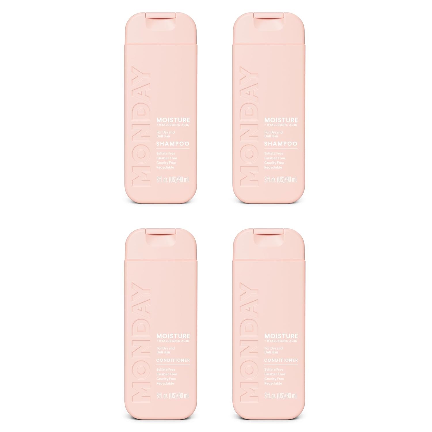 MONDAY Haircare MOISTURE Shampoo + Conditioner with Hyaluronic Acid & Shea Butter for Dry & Dull Hair 90 mL (Dual Set)