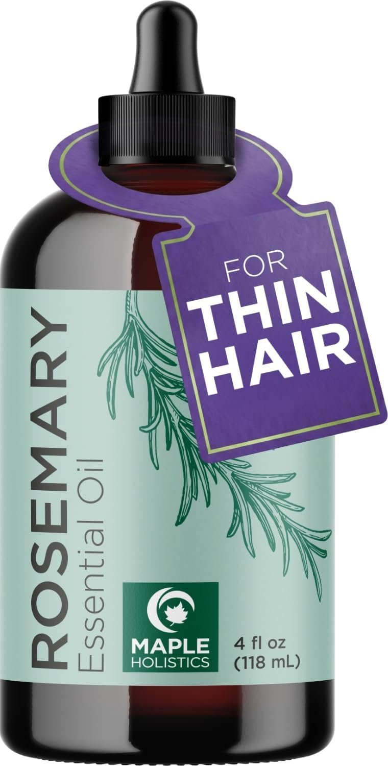 Pure Rosemary Essential Oil with Dropper – Undiluted Rosemary Oil for Hair Skin and Nails and Refreshing Aromatherapy Oil for Diffusers – Rosemary Essential Oil for Cleansing Dry Scalp Care 4oz
