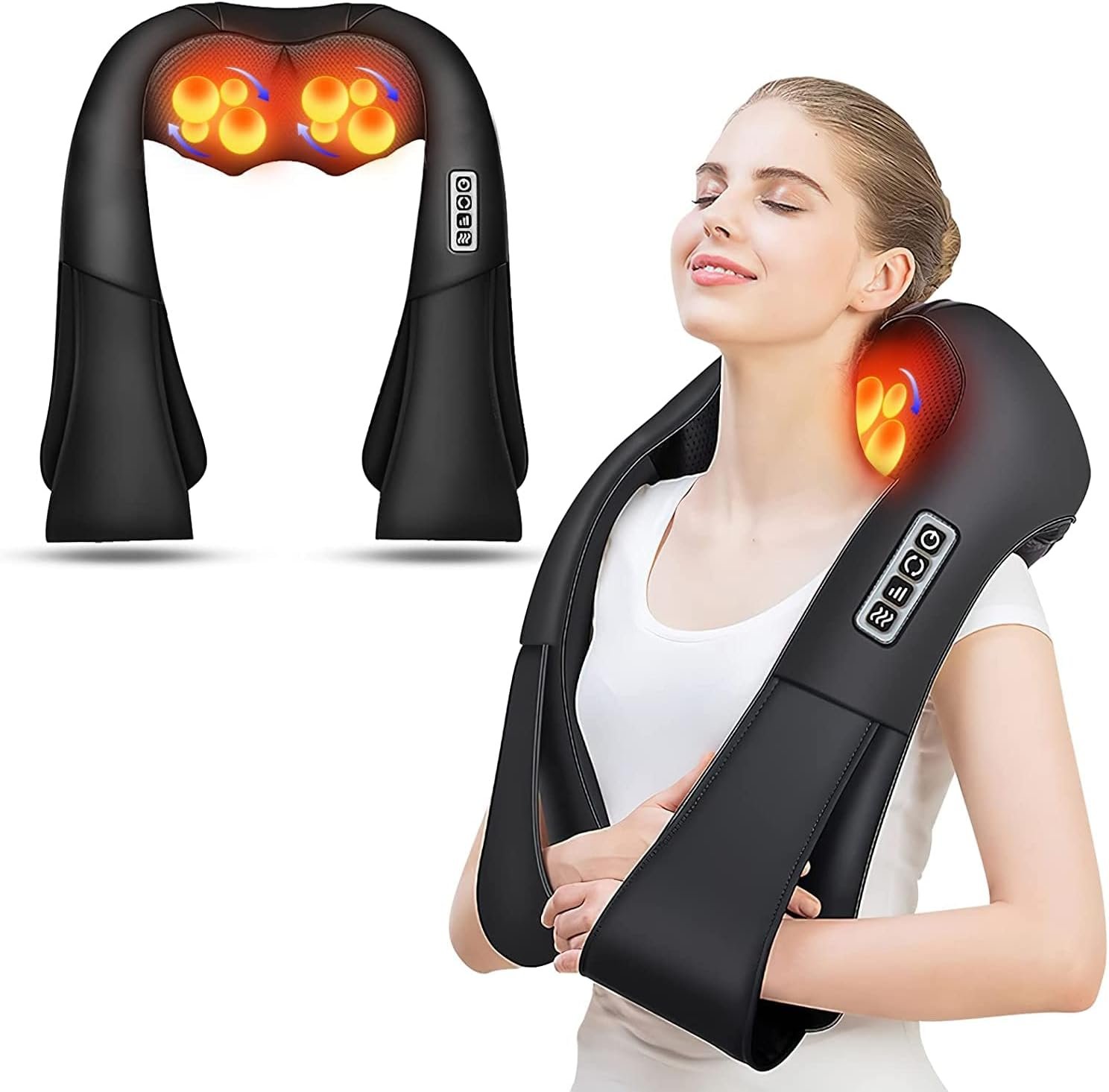 AERLANG Shiatsu Back and Neck Massager, Back Massager Deep Tissue Kneading Neck and Shoulder Massage with Heat, Electric Massage Pillow Fathers Day Gift Ideas from Daughter Son(NOT Cordless)