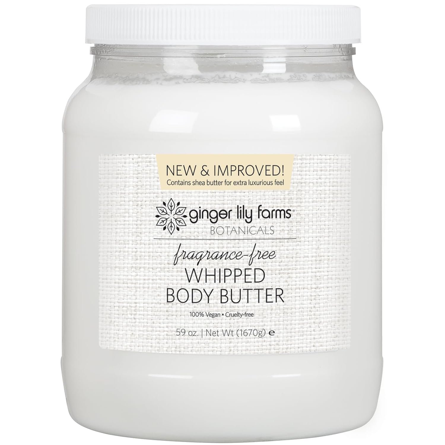 Ginger Lily Farms Botanicals Whipped Body Butter, 59oz, Fragrance Free