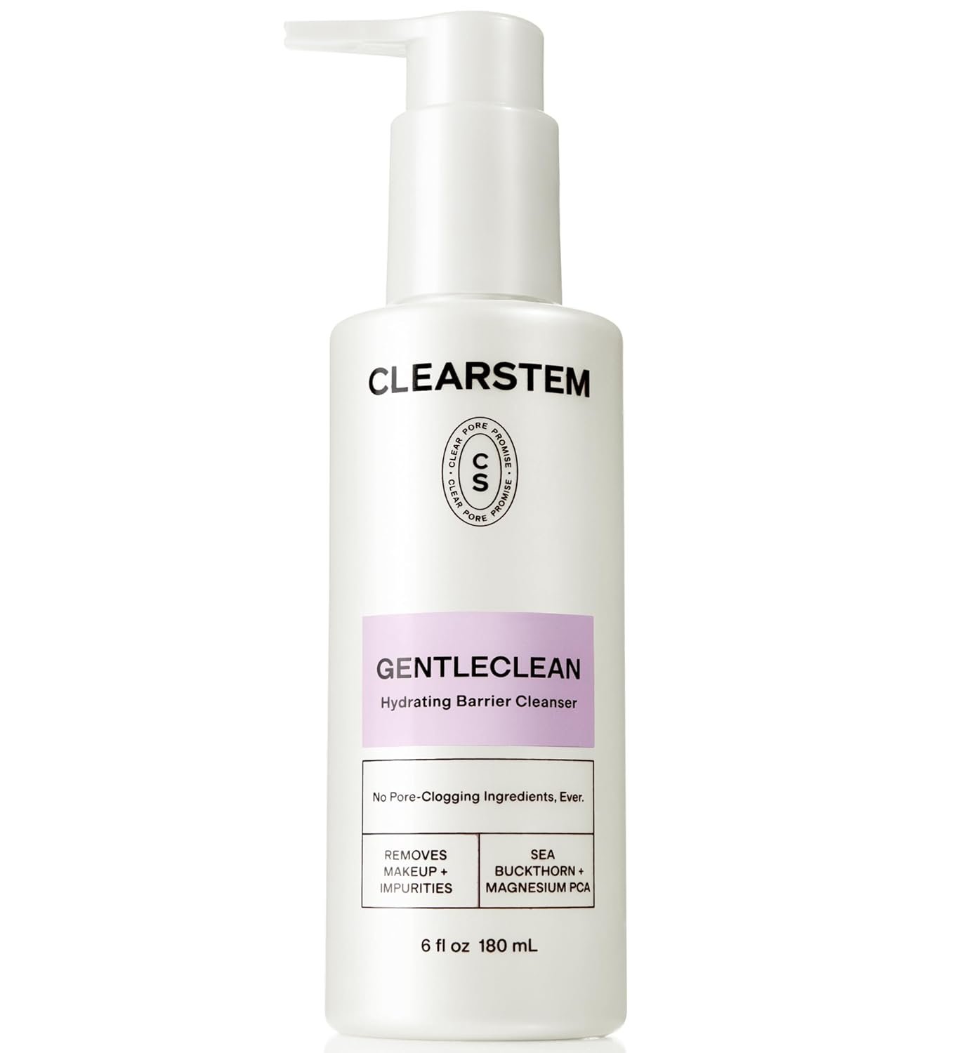 CLEARSTEM – GENTLECLEAN Vitamin C Infused Calming Wash – Facial Cleanser, Makeup Remover – Goldenseal + Green Tea – Facial Skin Care Products – Gluten Free, Cruelty Free – 6 fl oz / 180ml