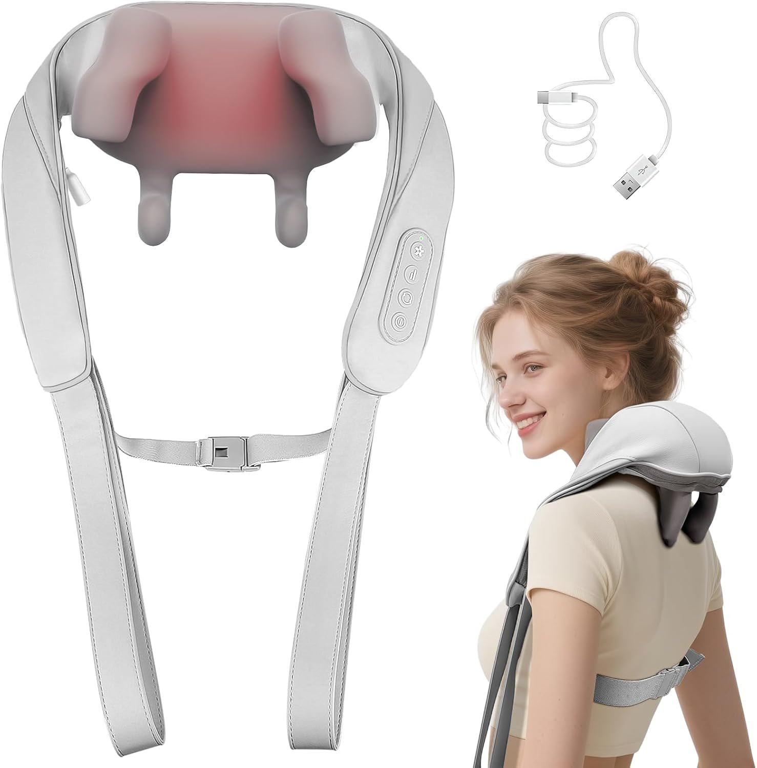 Neck Massager for Pain Relief Deep Tissue with Heat, Brushless