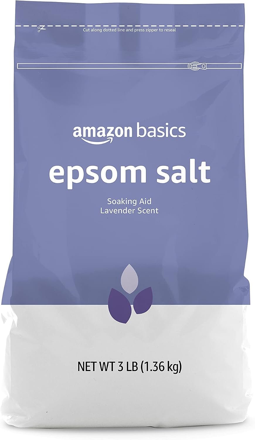 Amazon Basics Epsom Salt Soaking Aid, Lavender Scented, Relax & Relief, Resealable, 3 Pound, 1-Pack (Previously Solimo)