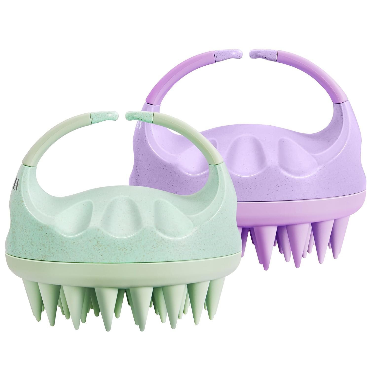HEETA Scalp Massager with Soft Silicone Bristles for Hair Growth, Dandruff Removal, and Scalp Relaxation – Shampoo Brush for Wet or Dry Hair (Green & Purple)