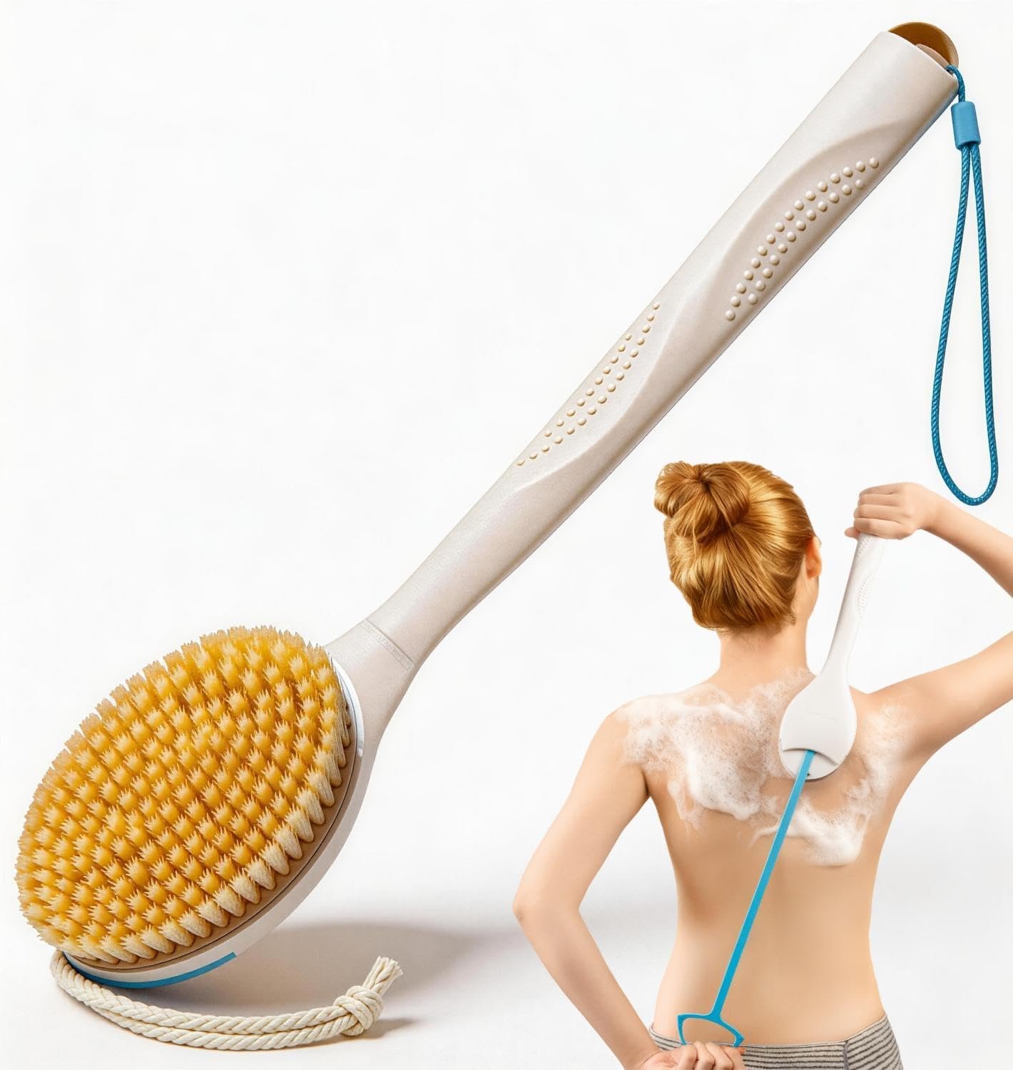 Extendable Boar Bristle Back Scrubber, 17.5″-31.9″ – 4X Power