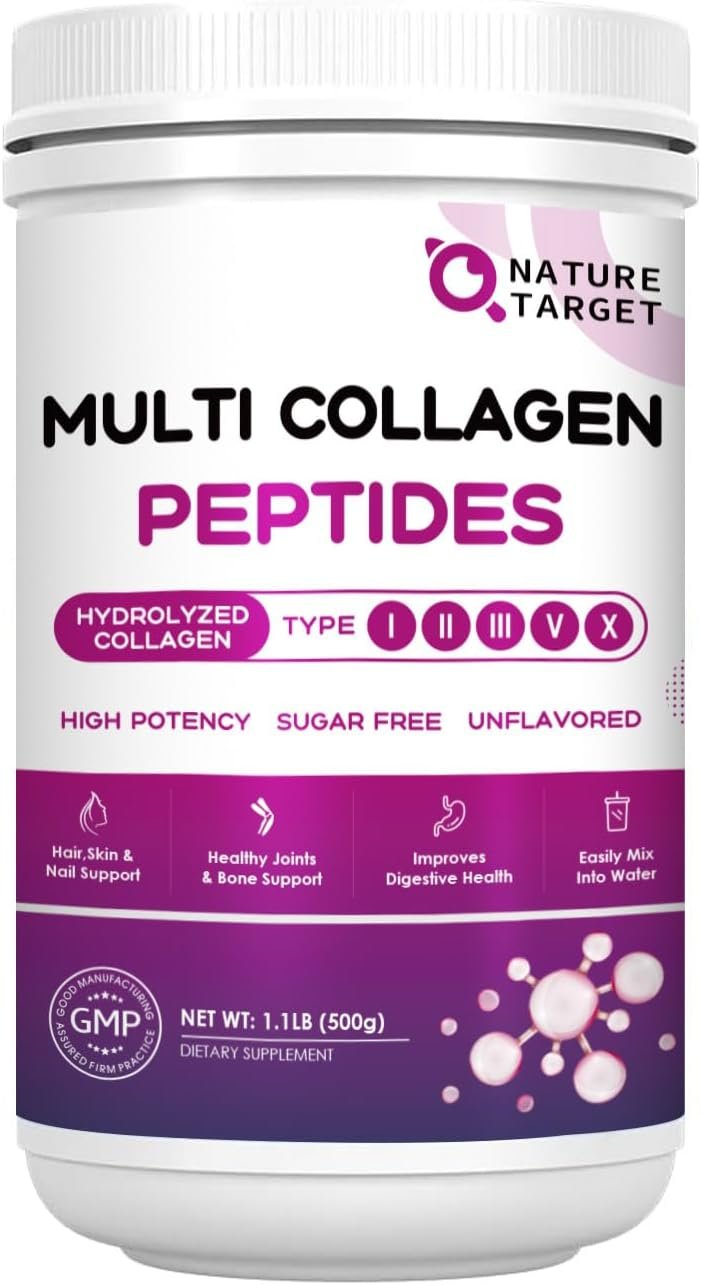 NATURE TARGET Multi Collagen Peptides Powder, 50 Servings