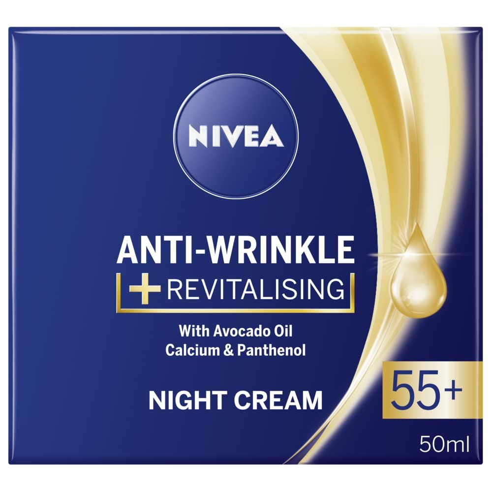 NIVEA Anti-Wrinkle Restorative Night Cream 55+ – Rich Regenerating Moisturizer with Avocado Oil, Calcium & Panthenol, 50 ml Mature Skin Care for Overnight Renewal