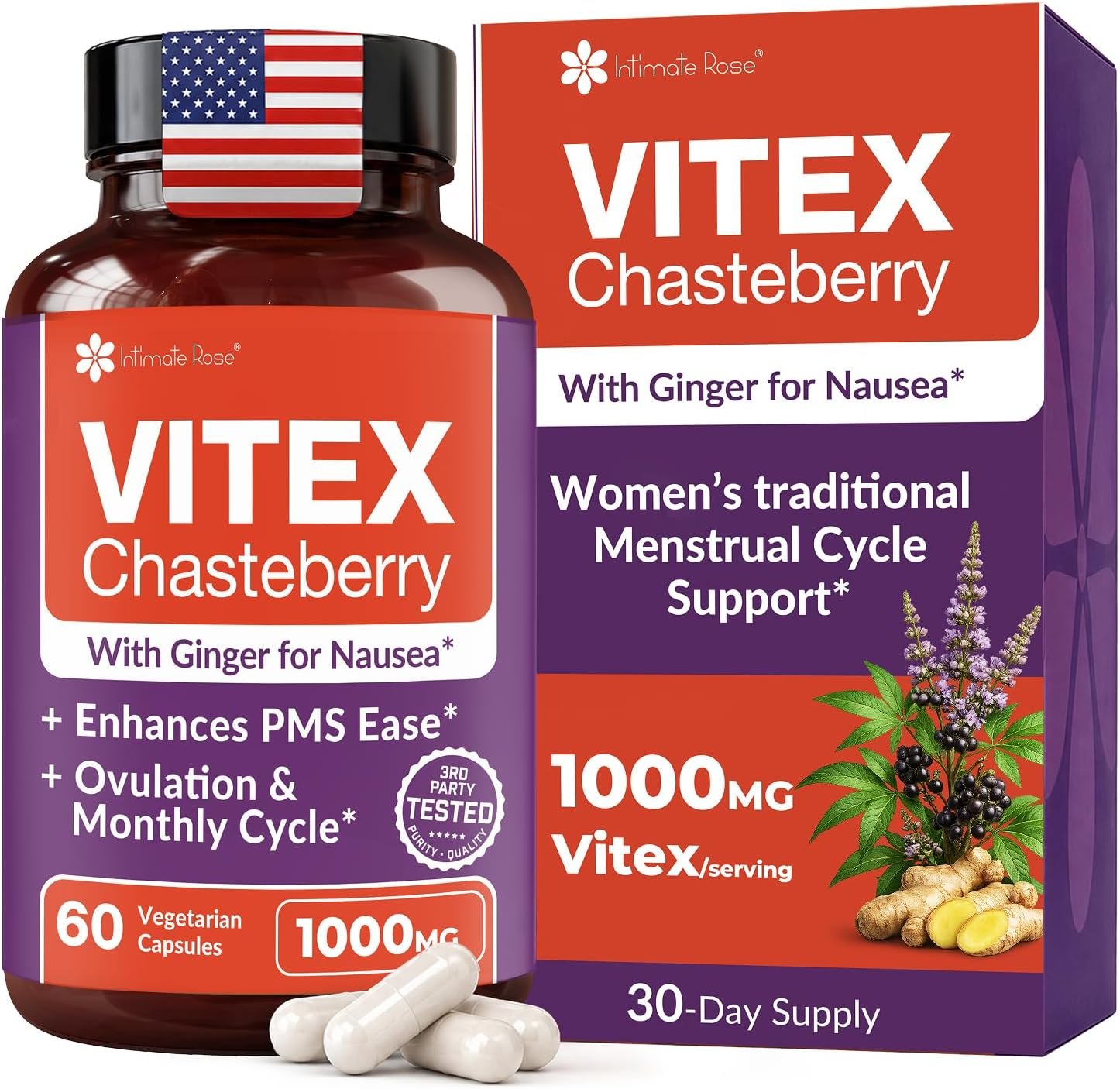 Intimate Rose Vitex Chasteberry Supplement for Women, 1000 mg