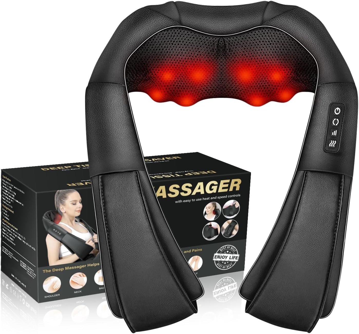 Neck Massager with Heat Deep Tissue Electric 3D Kneading