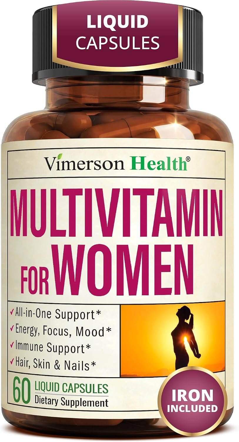 Vimerson Health Multivitamin for Women: Vitamins, Minerals and Bioavailable D3 for Focus and Energy Support – Daily Womens Multivitamins and Multiminerals – 60 Liquid Capsules