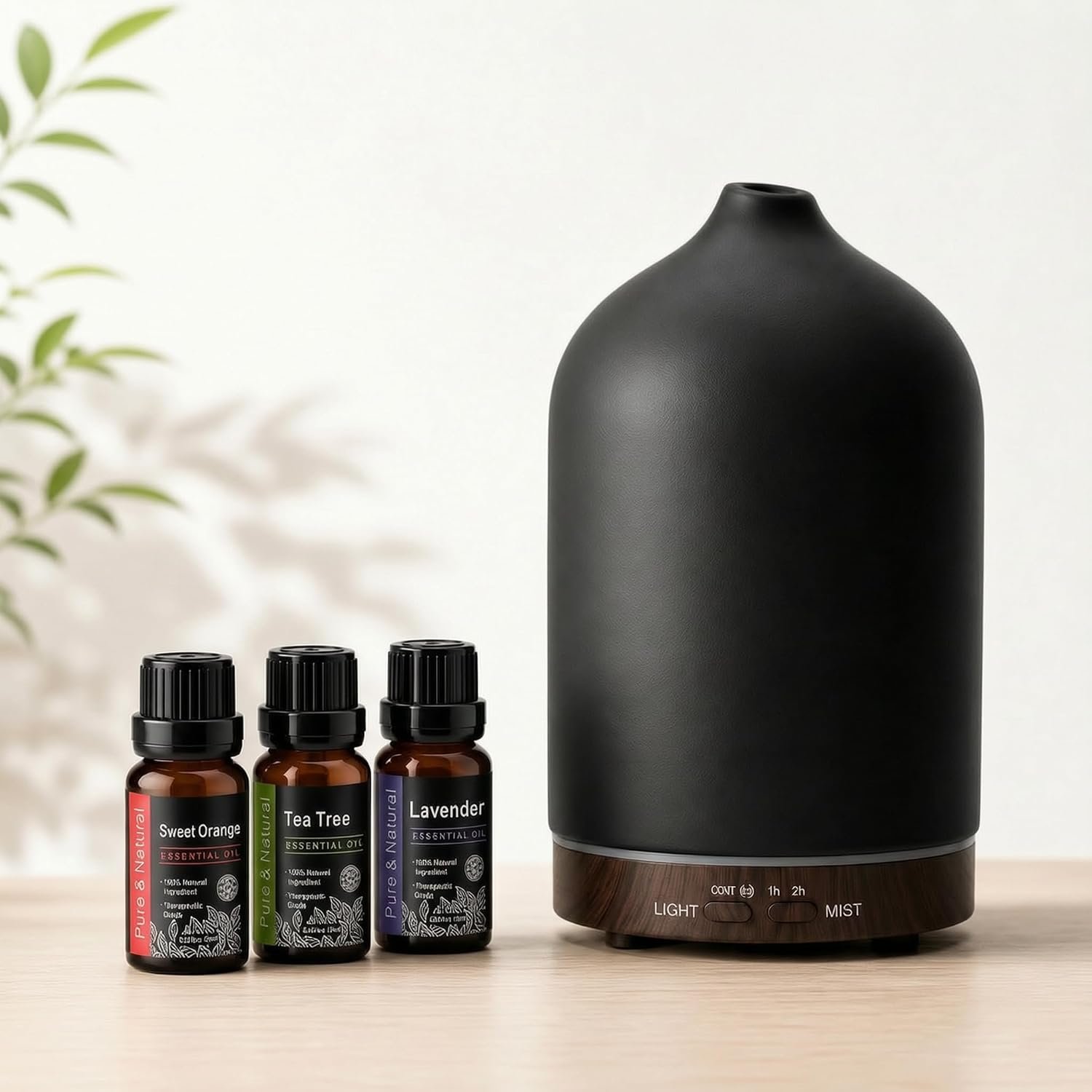 Ceramic 200ml Essential Oil Diffuser Timer 7 Soft Mood LED Lights