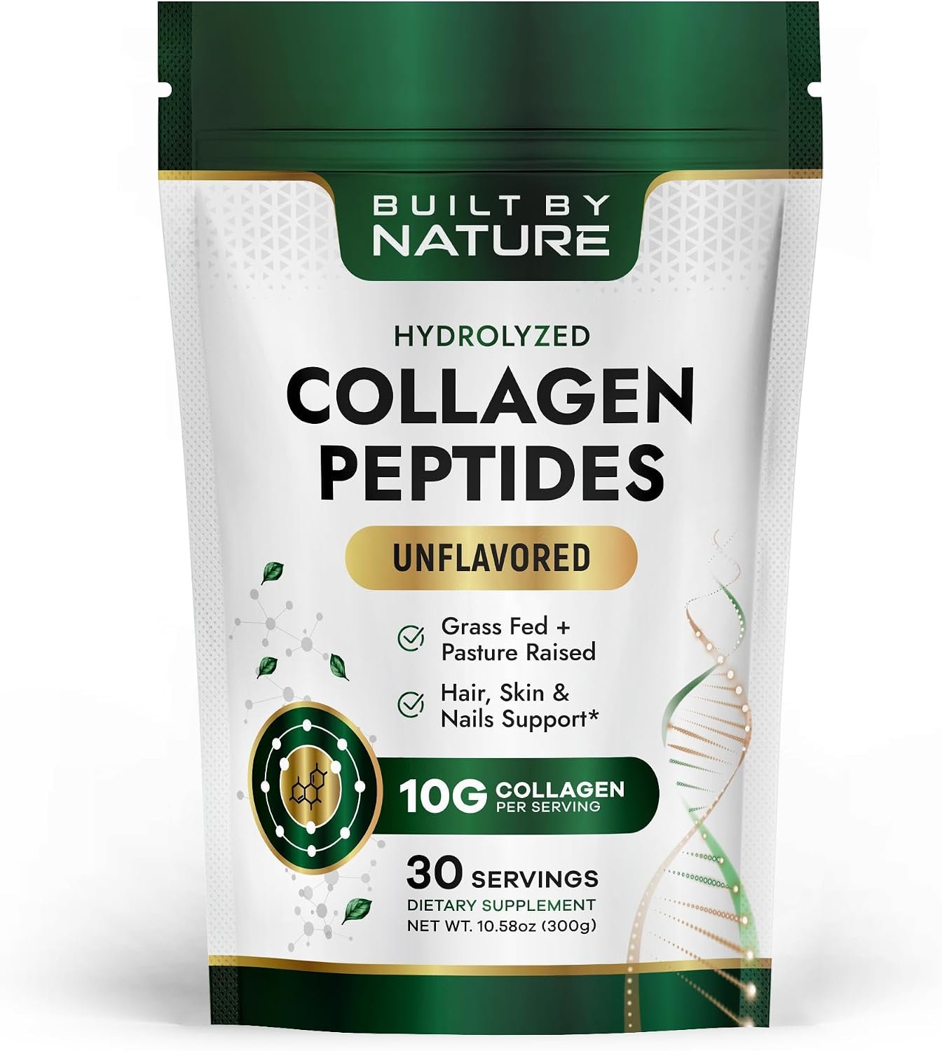 Built by Nature Collagen Peptides Powder for Women, Unflavored, 10.58 oz