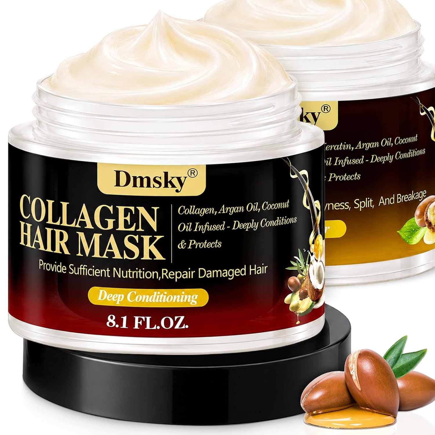 Dmsky 2 Pack Hair Mask for Damaged Hair – 16.2 Fl OZ Collagen Hair Mask & Keratin Hair Treatment-Hydrating,Repairing,Nourishes Deep Conditioning Hair Masks for All Hair Types