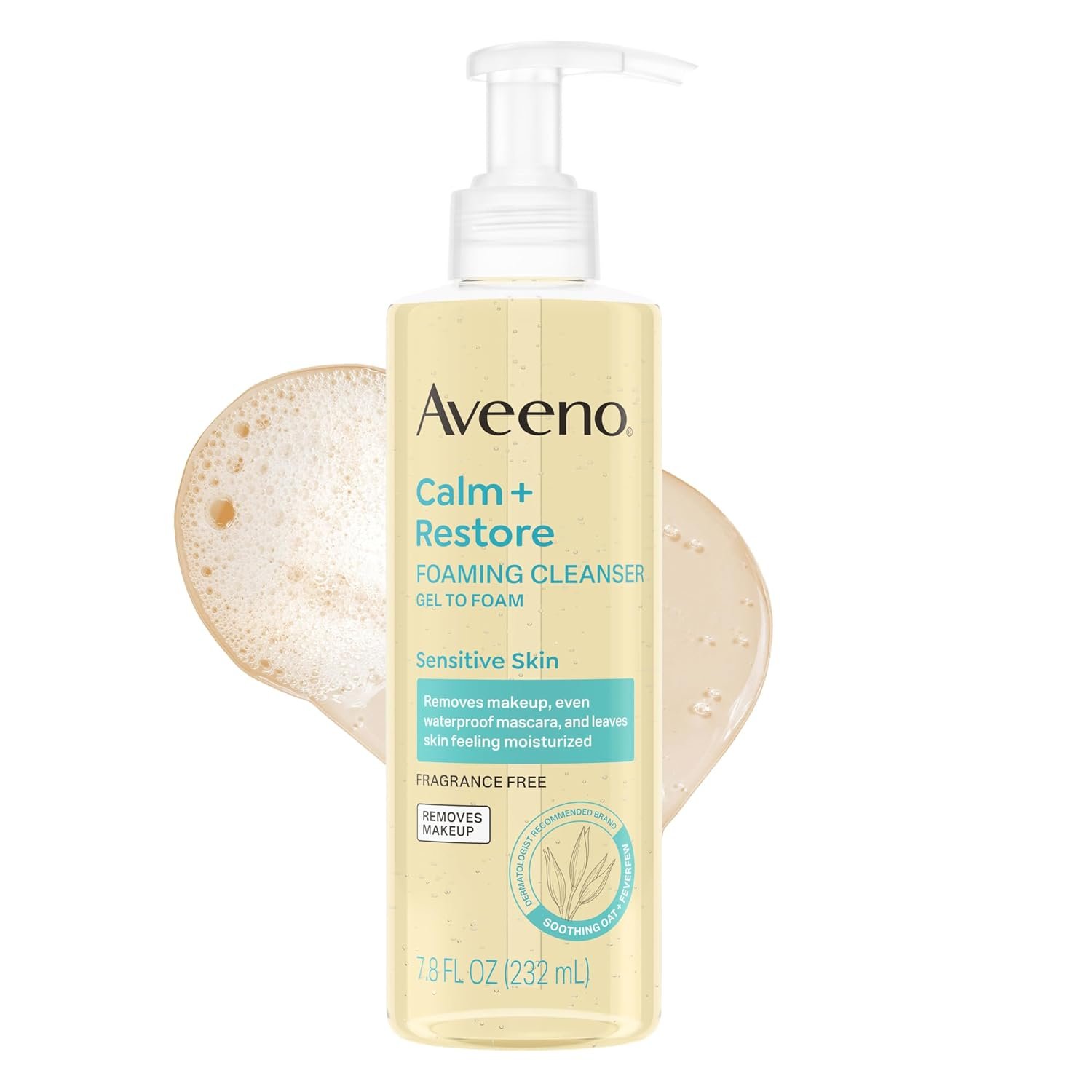 Aveeno Calm + Restore Foaming Cleanser, Fragrance-Free, 7.8 fl. oz