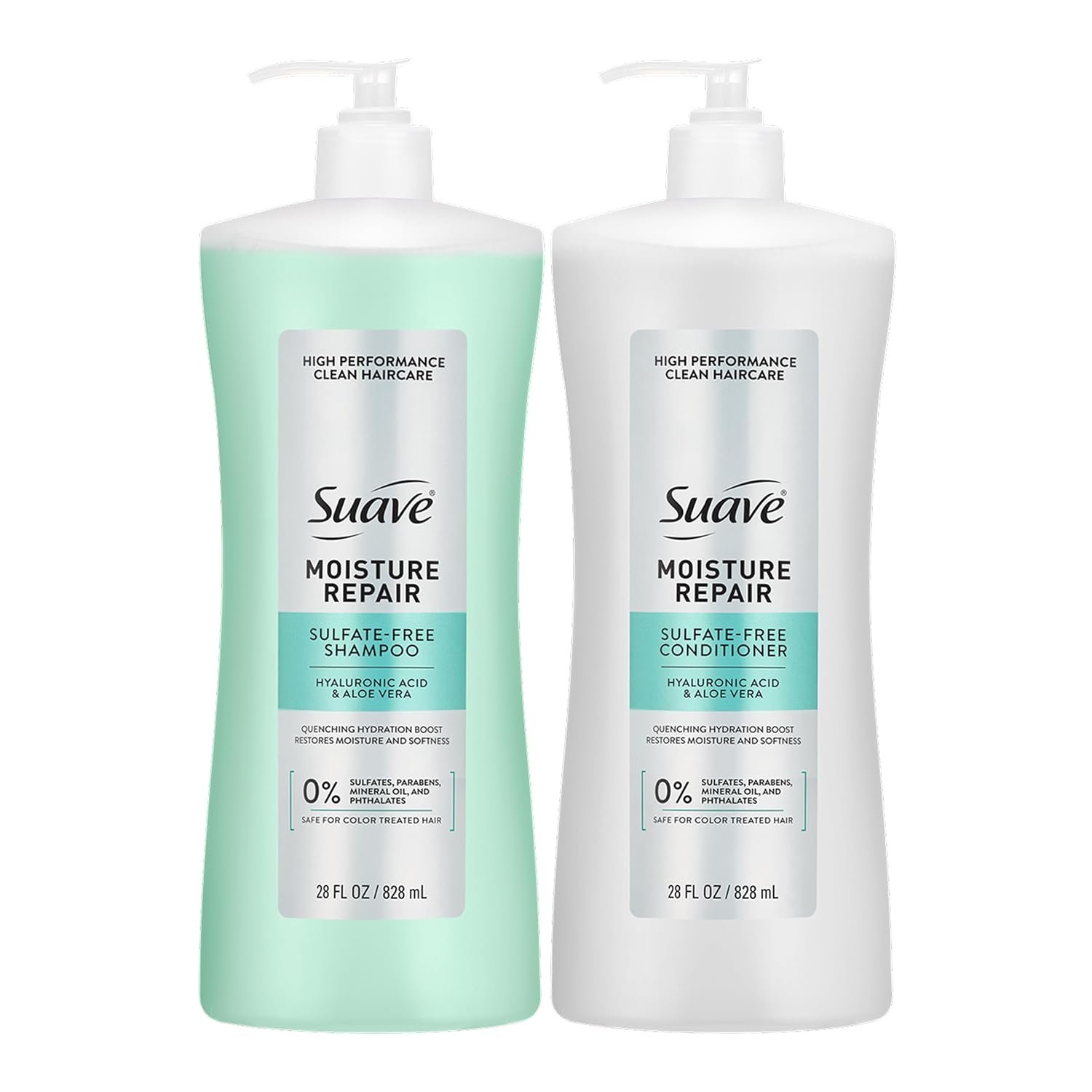 Suave Moisture Repair Sulfate Free Shampoo and Conditioner Set, 28 fl oz