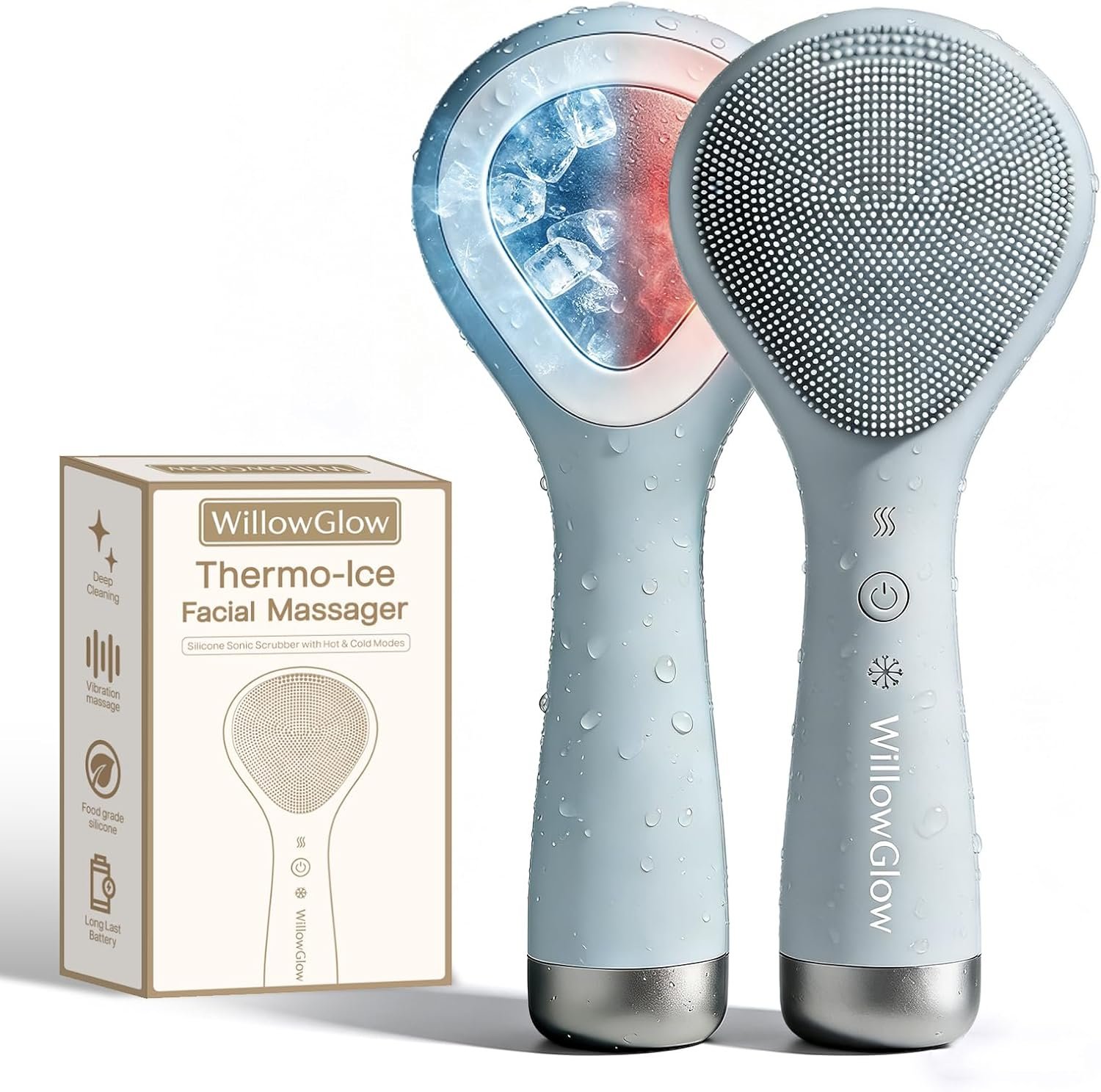 Face Scrubber, Thermal & Cooling Modes, Face Brush, Deep Pore Cleansing, Silicone Face Scrubber, Electric Sonic Vibrations, Facial Cleansing Brush, Waterproof Home Spa & Travel Skincare