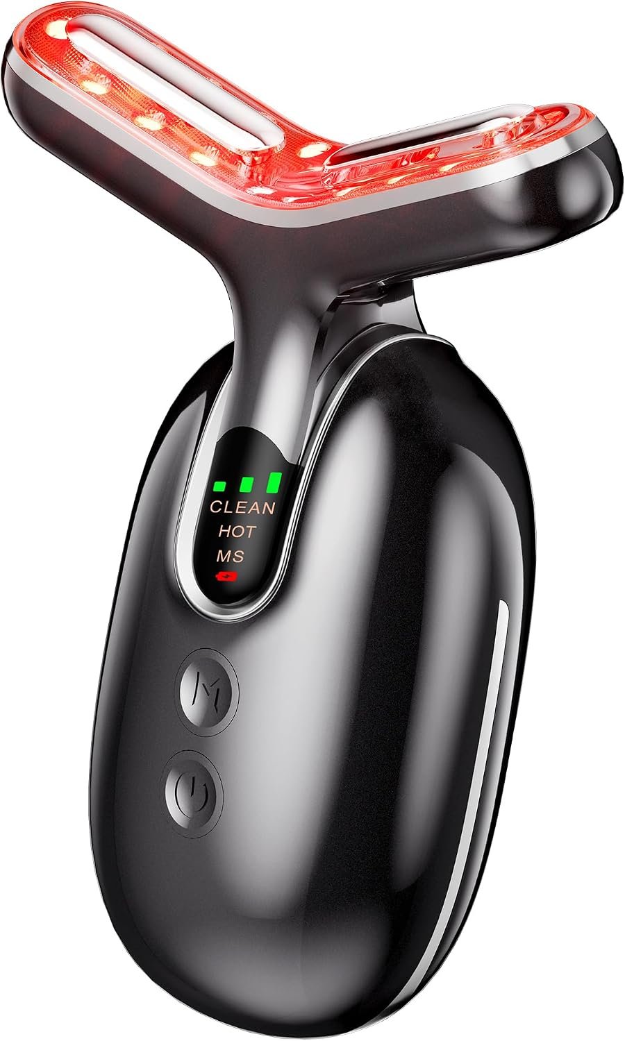 Micro-Current Facial Beauty Device, Red Light Therapy for Face and Neck with Vibration, 3 Color LED Mode Face Massager for Treat Facial Wrinkles and Skin Care – FDA Cleared (Black)