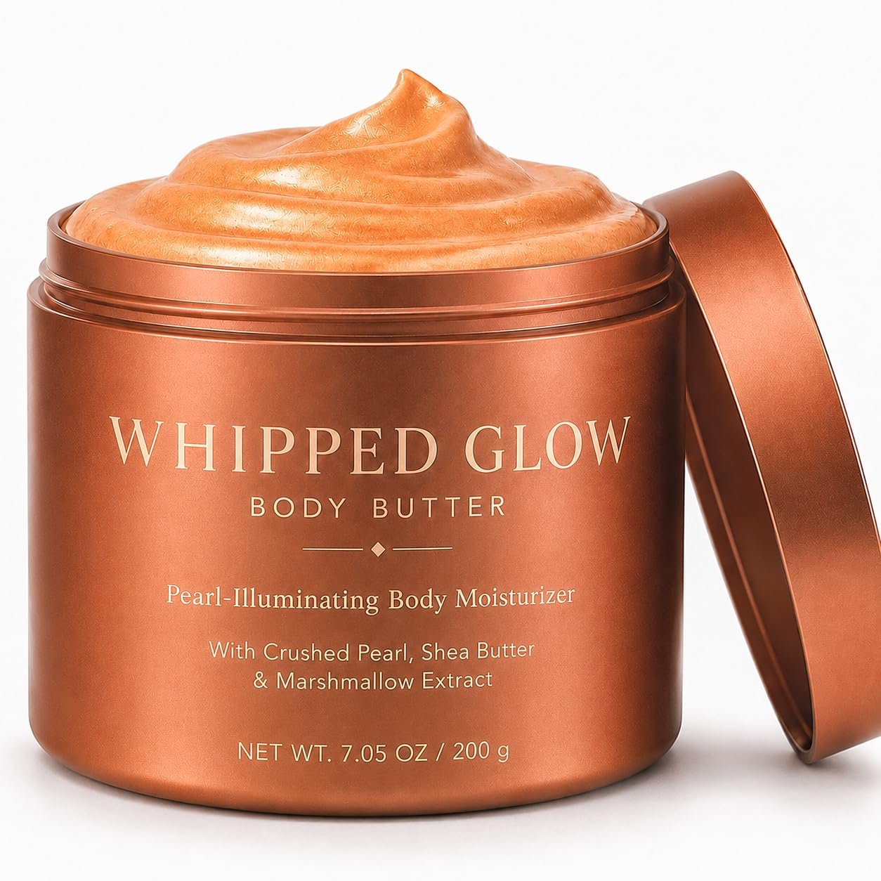 Whipped Glow Body Butter, Pearl-Illuminating Body Moisturizer with Crushed Pearl, Shea Butter & Marshmallow Extract, Soft Radiant Finish for Arms, Legs & Shoulders, 7.05 oz / 200 g (1)