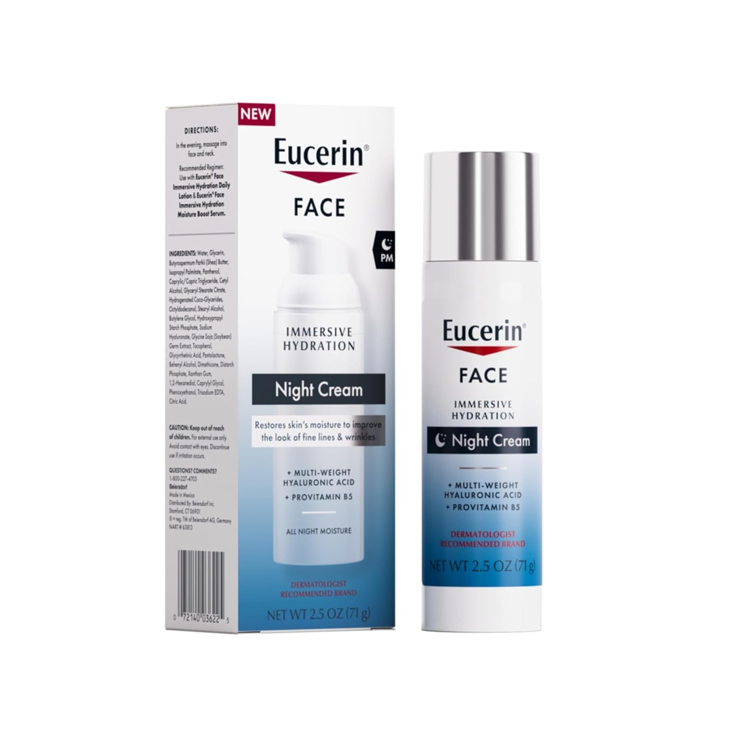 Eucerin Face Immersive Hydration Night Cream, 2.5 OZ