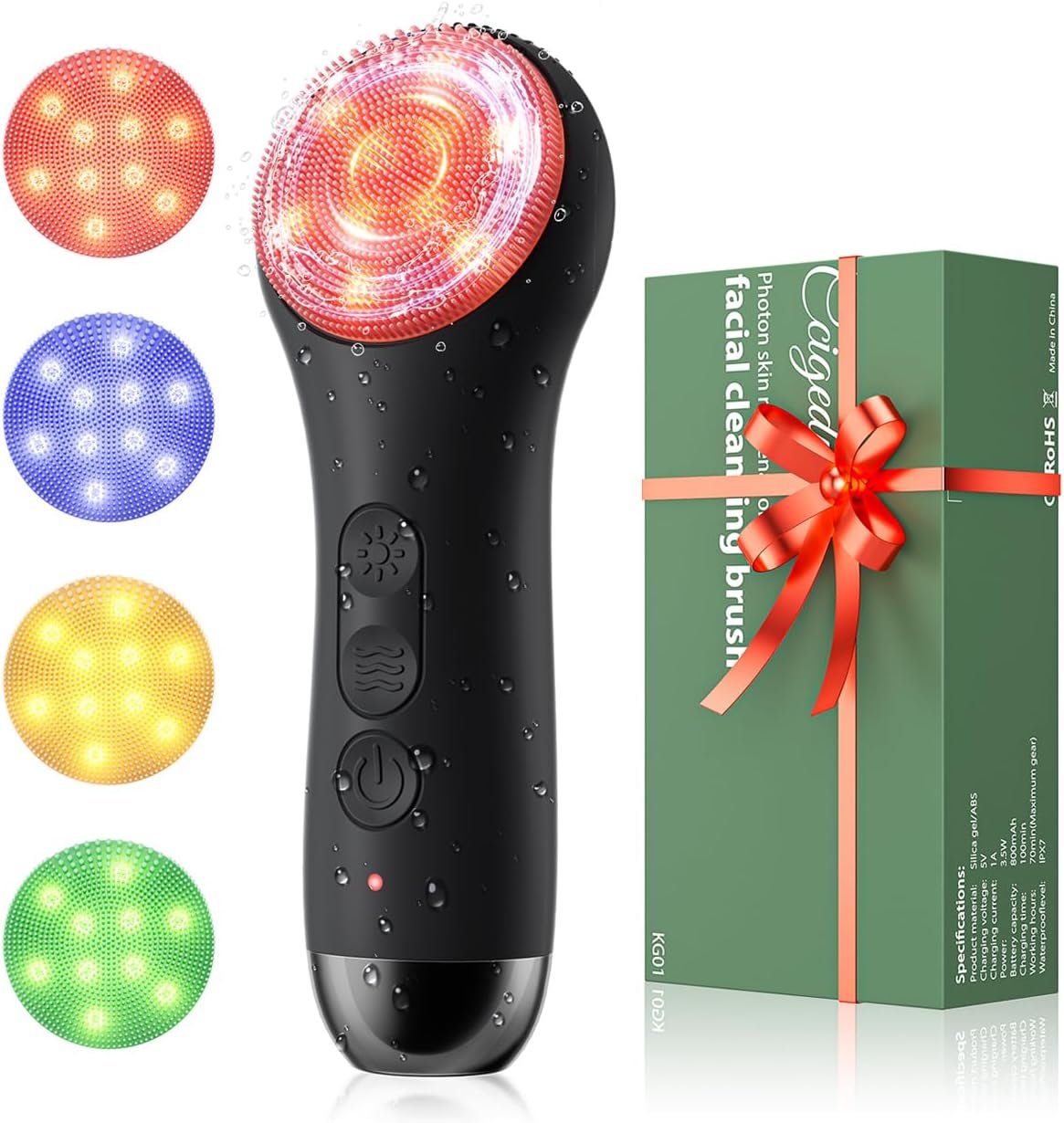 Ccigedy Face Scrubber, Electric Facial Cleansing Brush (Black)
