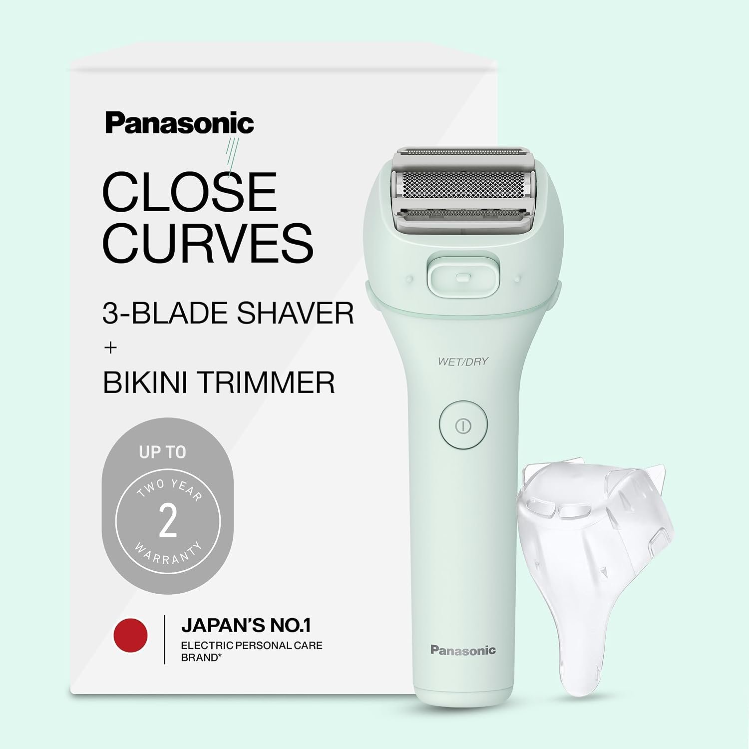 Panasonic Electric Bikini Trimmer, Waterproof Full-Body Cordless Electric Razors for Women Legs with Bikini Attachments, 3 Hypoallergenic Blades, for Travel, Shower, and Everyday Use – ES-AWL6AG