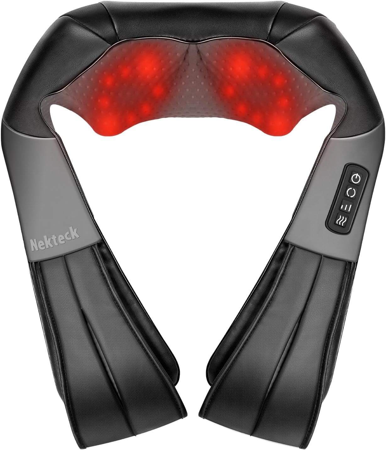 Nekteck Shiatsu Neck Massager with Heat for Pain Relief, NOT Cordless
