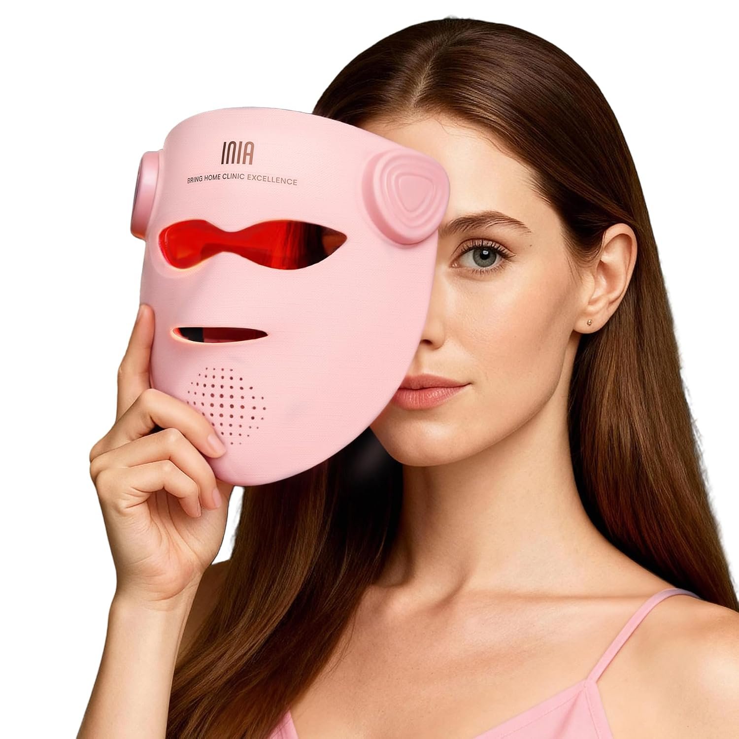 INIA GLOW 4D Wireless Red Light Therapy Mask for Face, Dual NIR, 320 LEDs