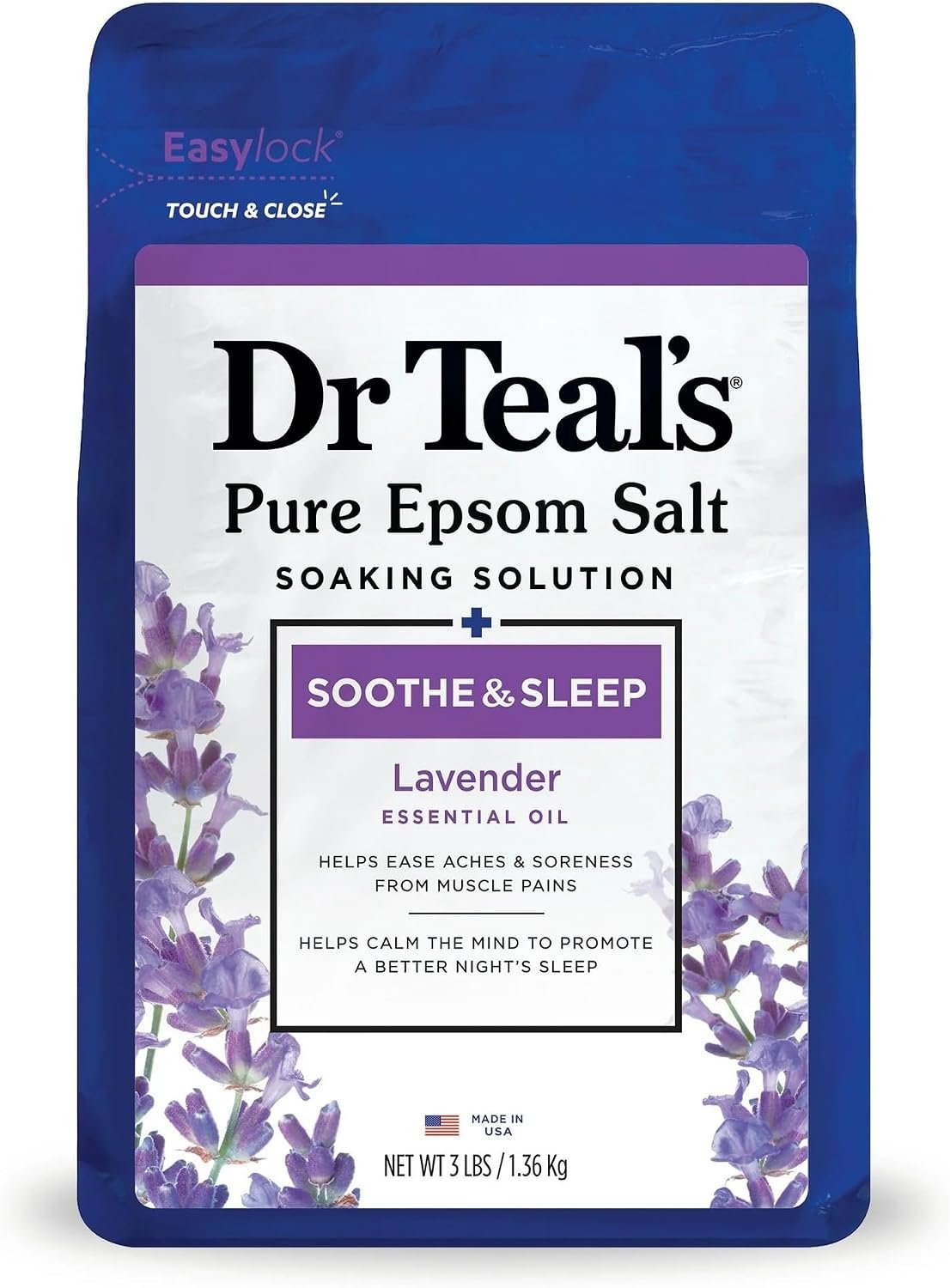 Dr Teal’s Pure Epsom Salt Soothe & Sleep Lavender Soaking Solution (3 lbs, 3 pk)