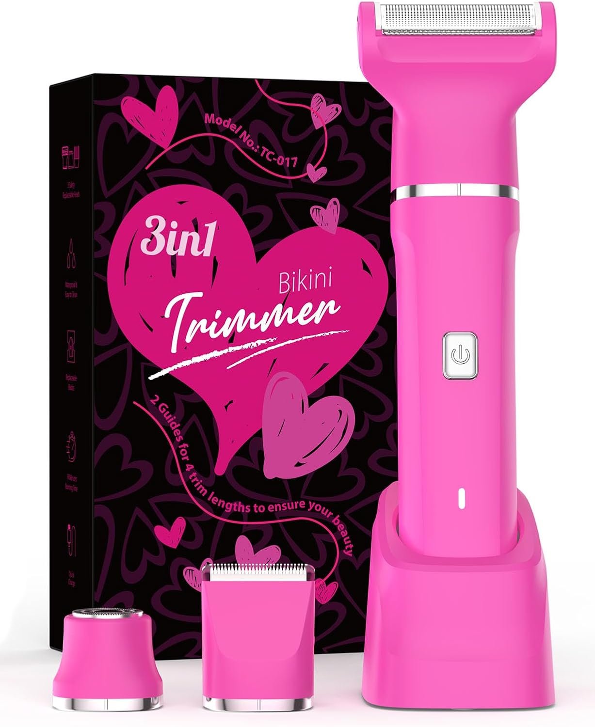 Risina 3-in-1 Bikini Trimmer for Women, Electric Shaver, Grooming Kit