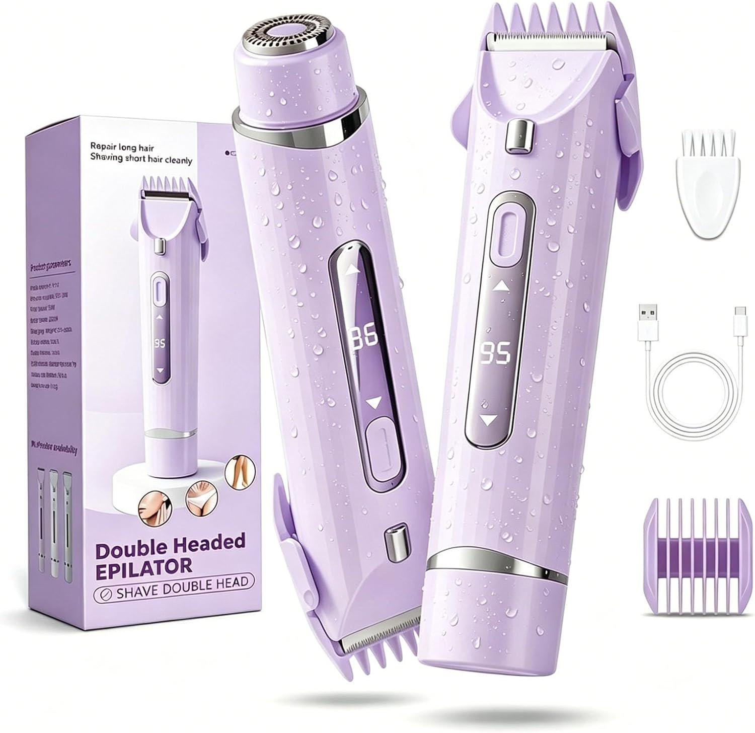 Bikini Trimmer for Women, Electric Razor for Sensitive Areas, Purple