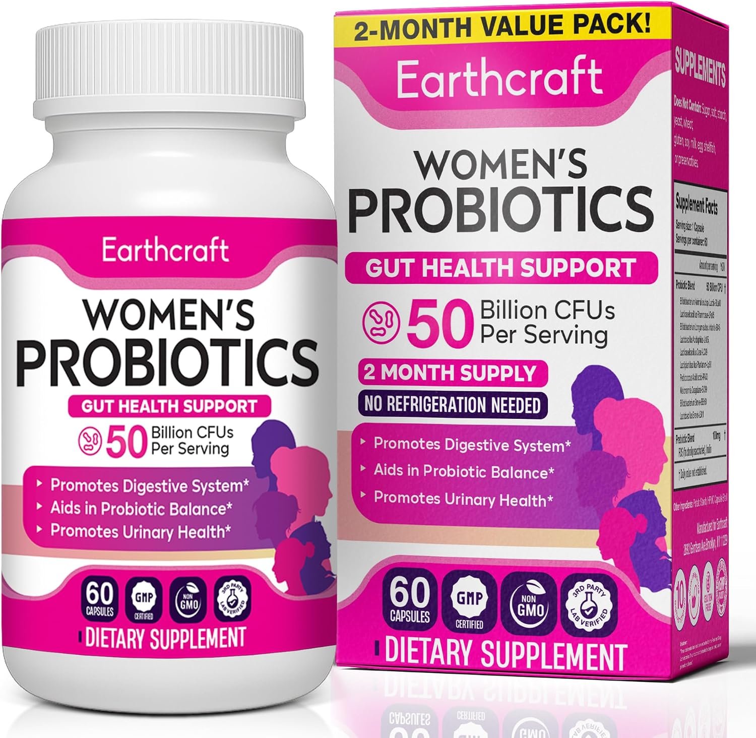 Probiotics for Women 50 Billion CFU – 10 Strains + Prebiotics for Vaginal Health, Digestive, Gut, PH Balance and Immune Health – Delayed Release Capsules, Non-GMO, Vegan, Support Nutrient Absorption