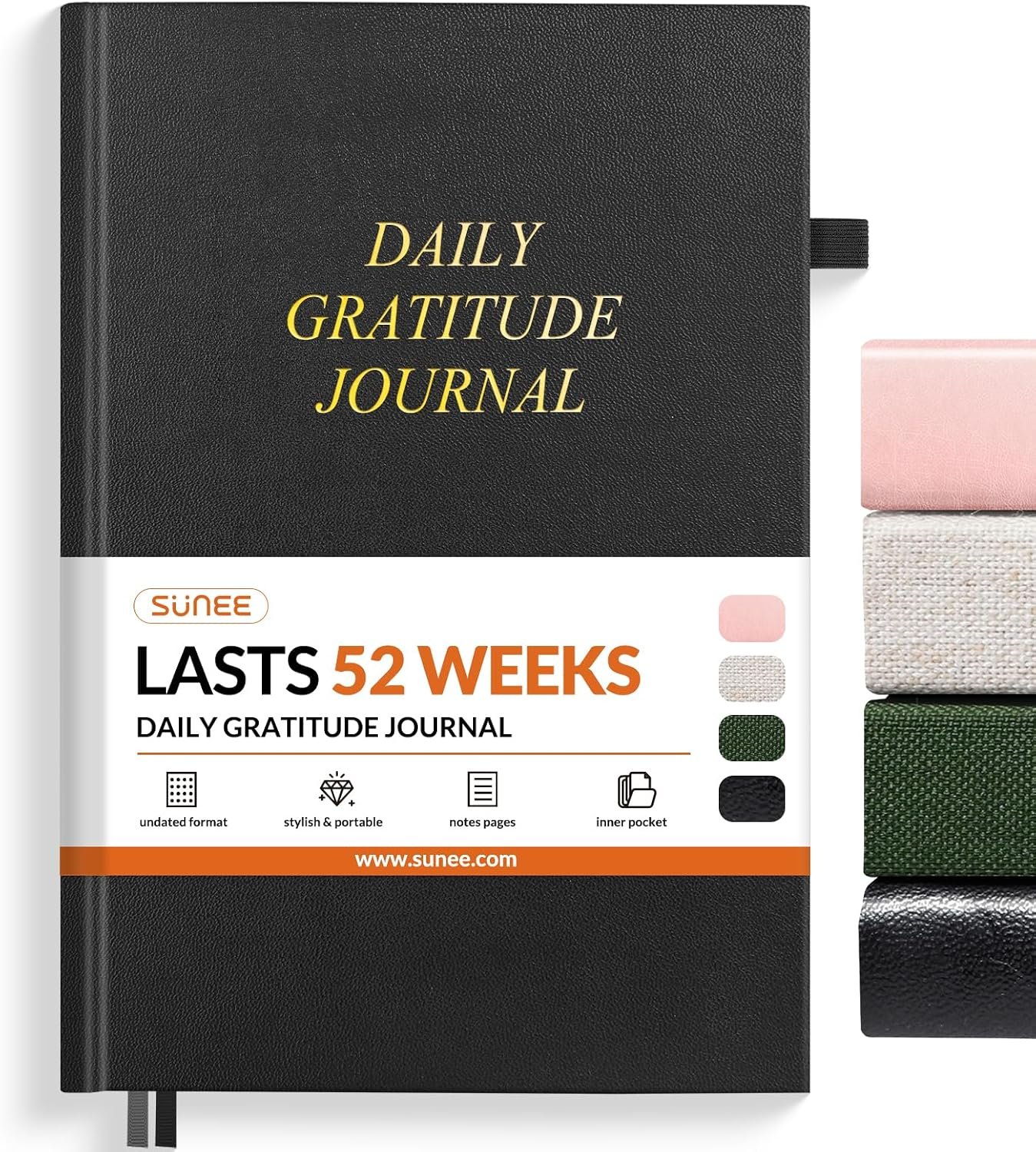 SUNEE Daily Gratitude Journal – Your 5-Minute Daily Ritual for Reflection, Build Positivity and Mindfulness, Undated Minimalist Planner for Women & Men
