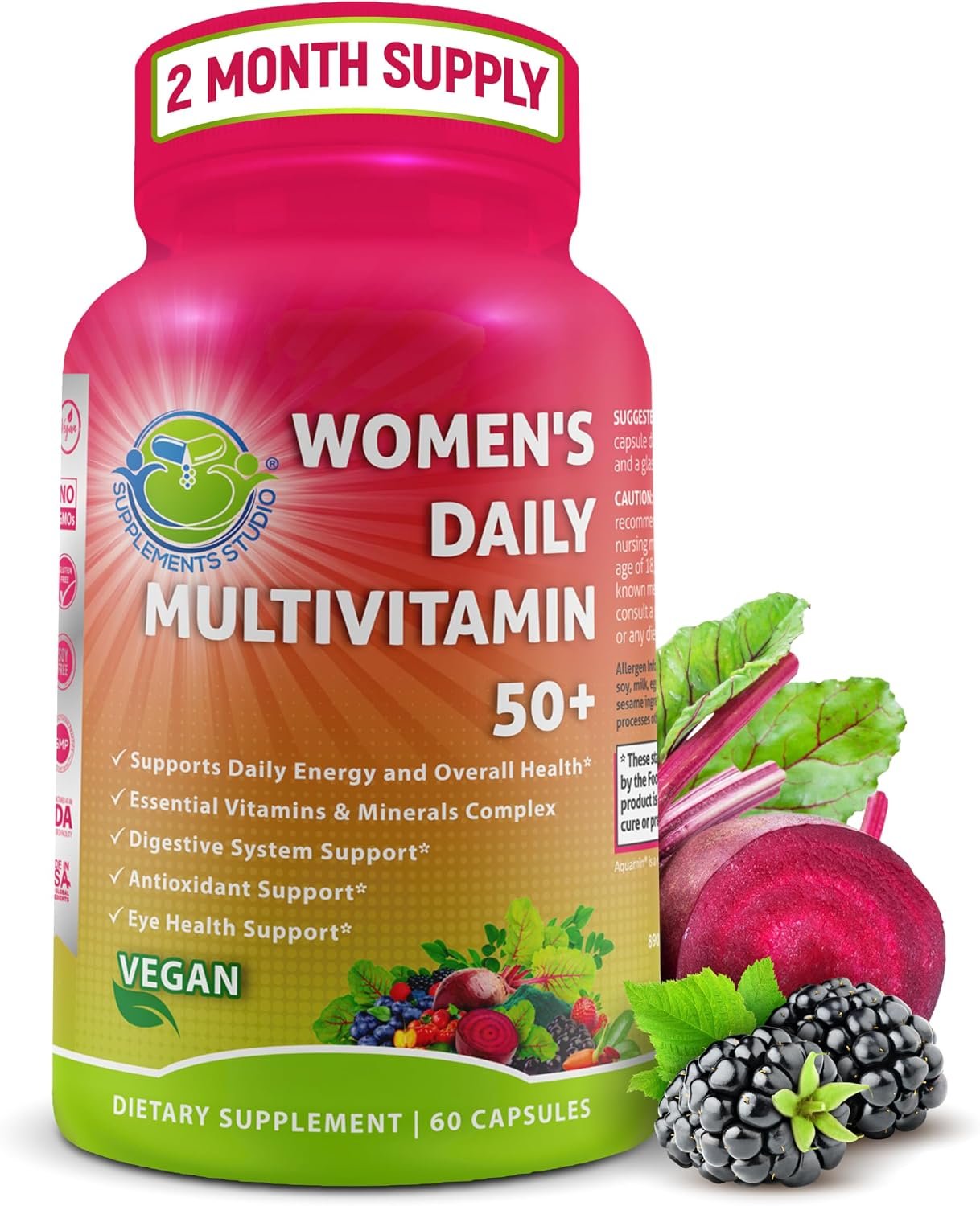 Vegan Methylated Multivitamin for Women 50 and Over – Biotin & Lutein