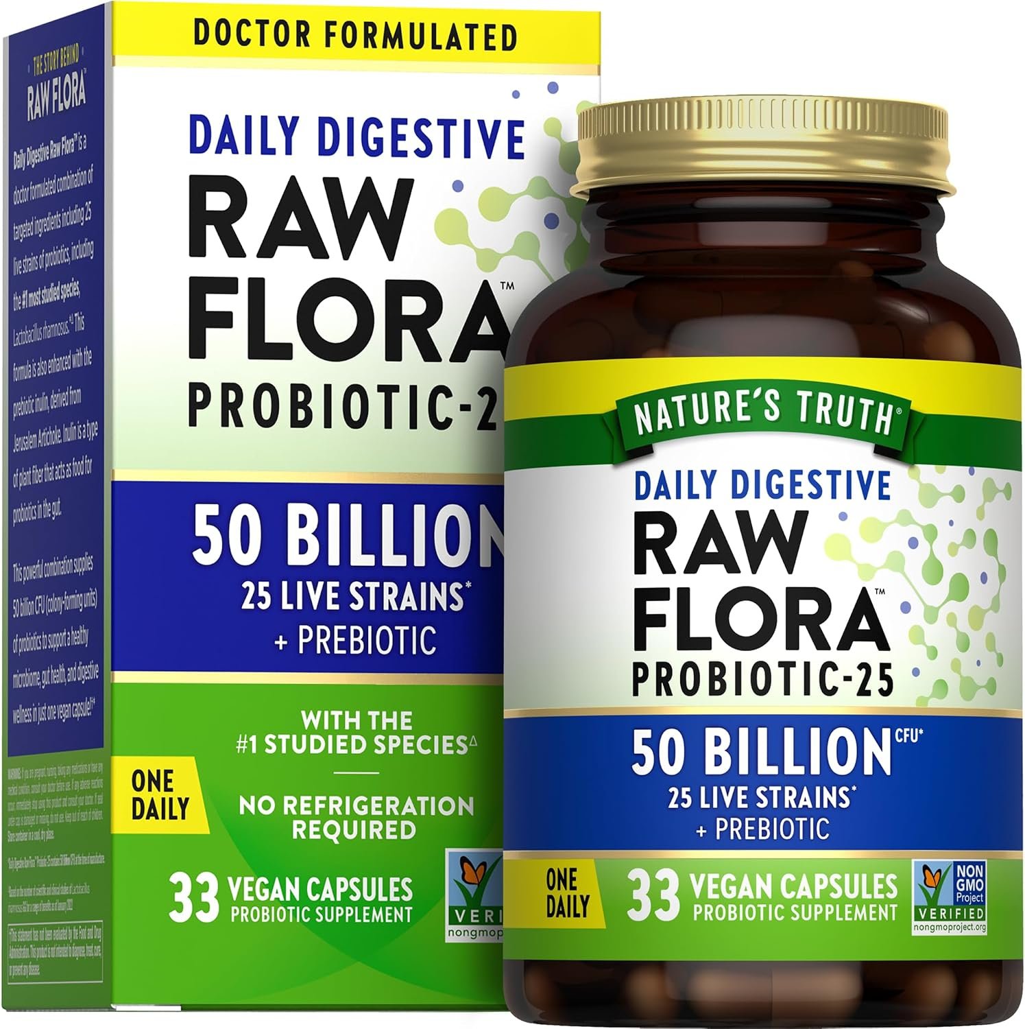 Raw Flora Probiotics with Prebiotics | 50 Billion CFU