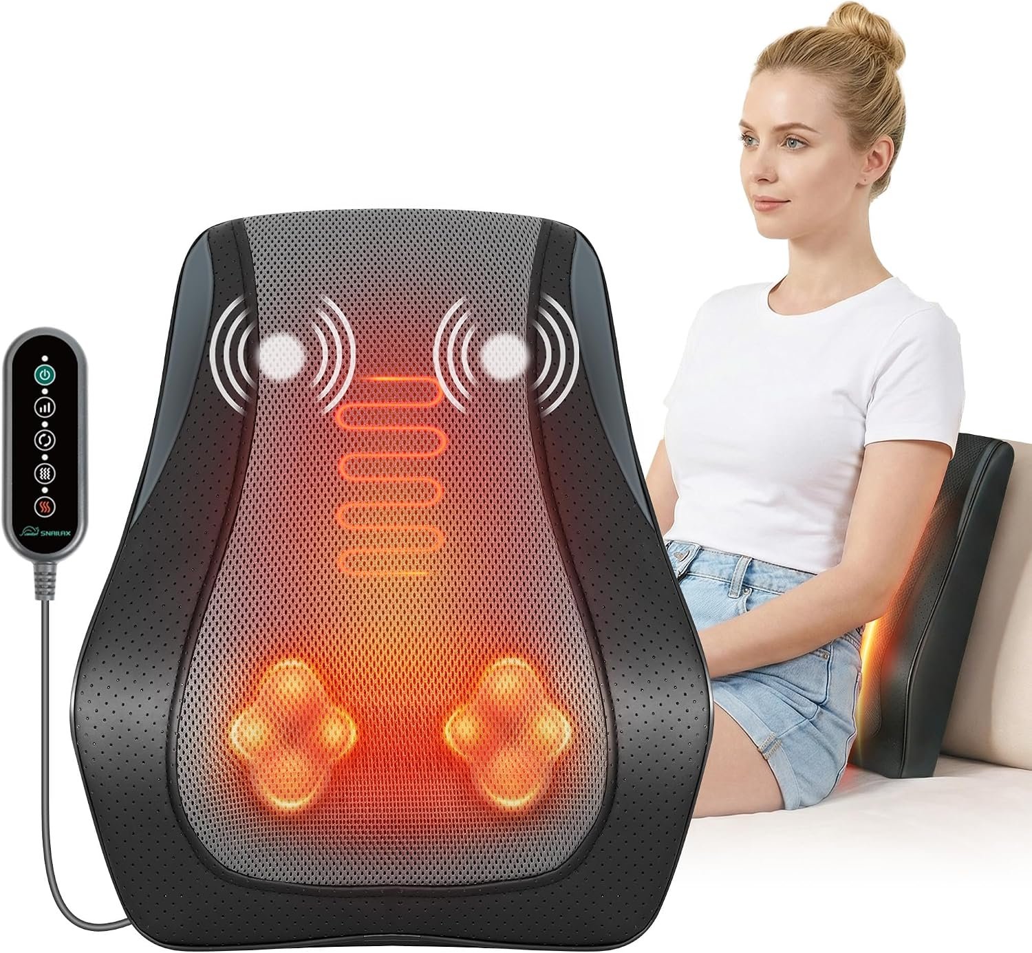 Snailax Neck & Back Massager with Heat, 4D Shiatsu Massage Pillow for Pain