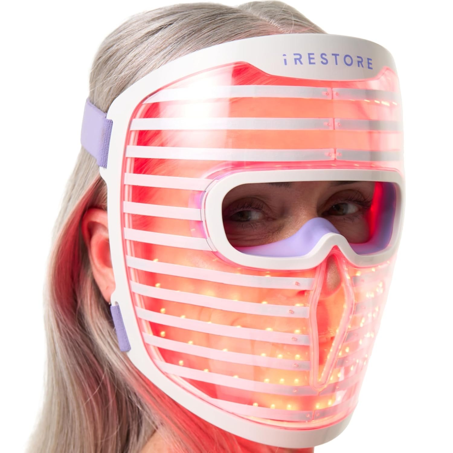 iRestore LED Face Mask for Youthful Skin, Red Light Therapy for Face, Red, Blue & Infrared Therapy for Wrinkles, Fine Lines, Dark Spots with 360 LEDs, Skincare Device for Women & Men