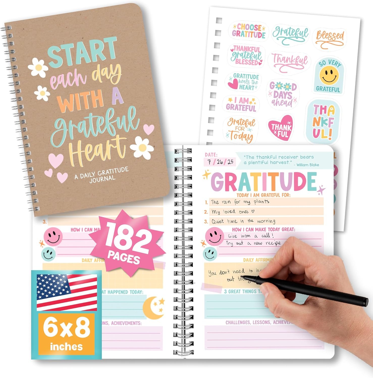 Hadley Designs Daily Gratitude Journal For Women With Prompts – Christian Gratitude Journal for Women, Grateful Journals for Woman, Guided Thankful Journals with Prompts, Designed in USA