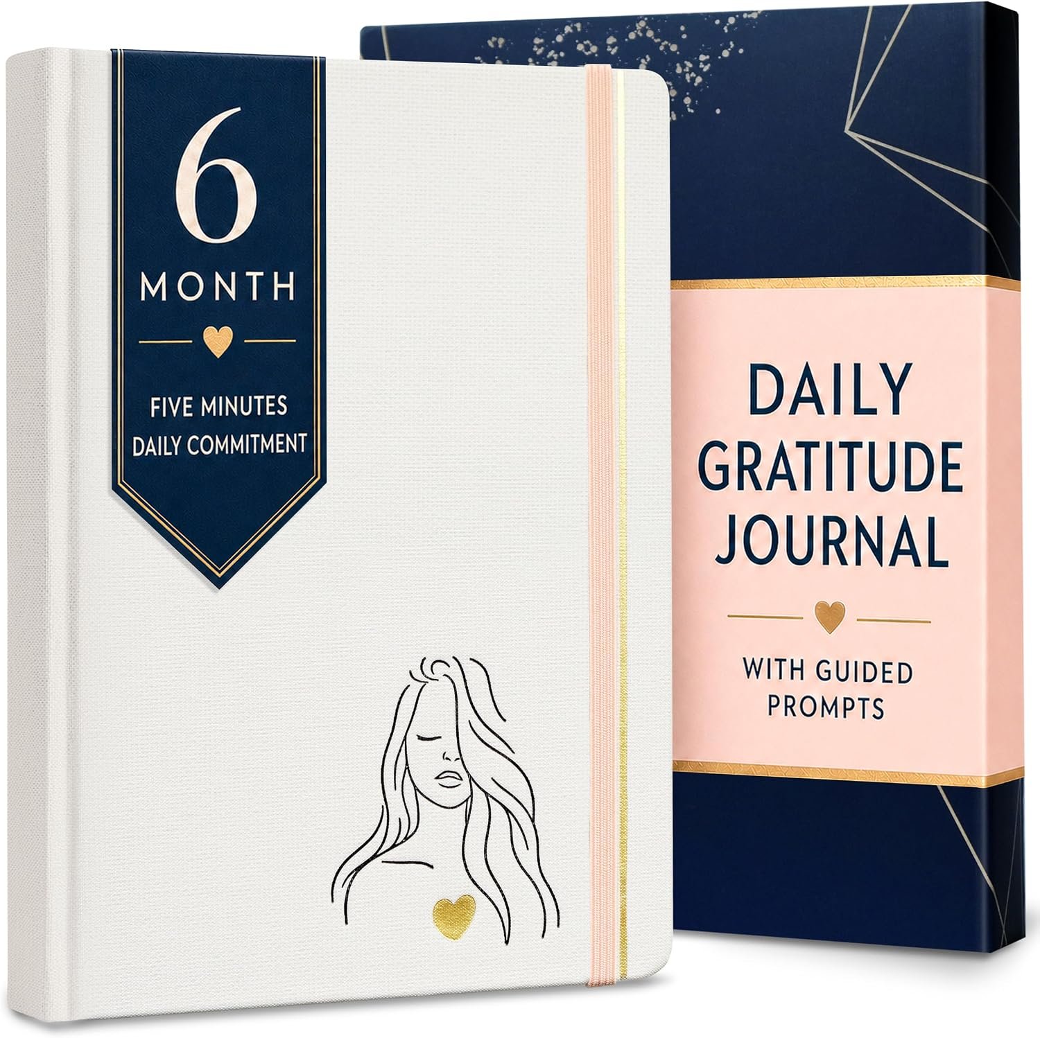 Gratitude Journal for Women, 6-Month Guided Daily Prompts, Fabric Hardcover