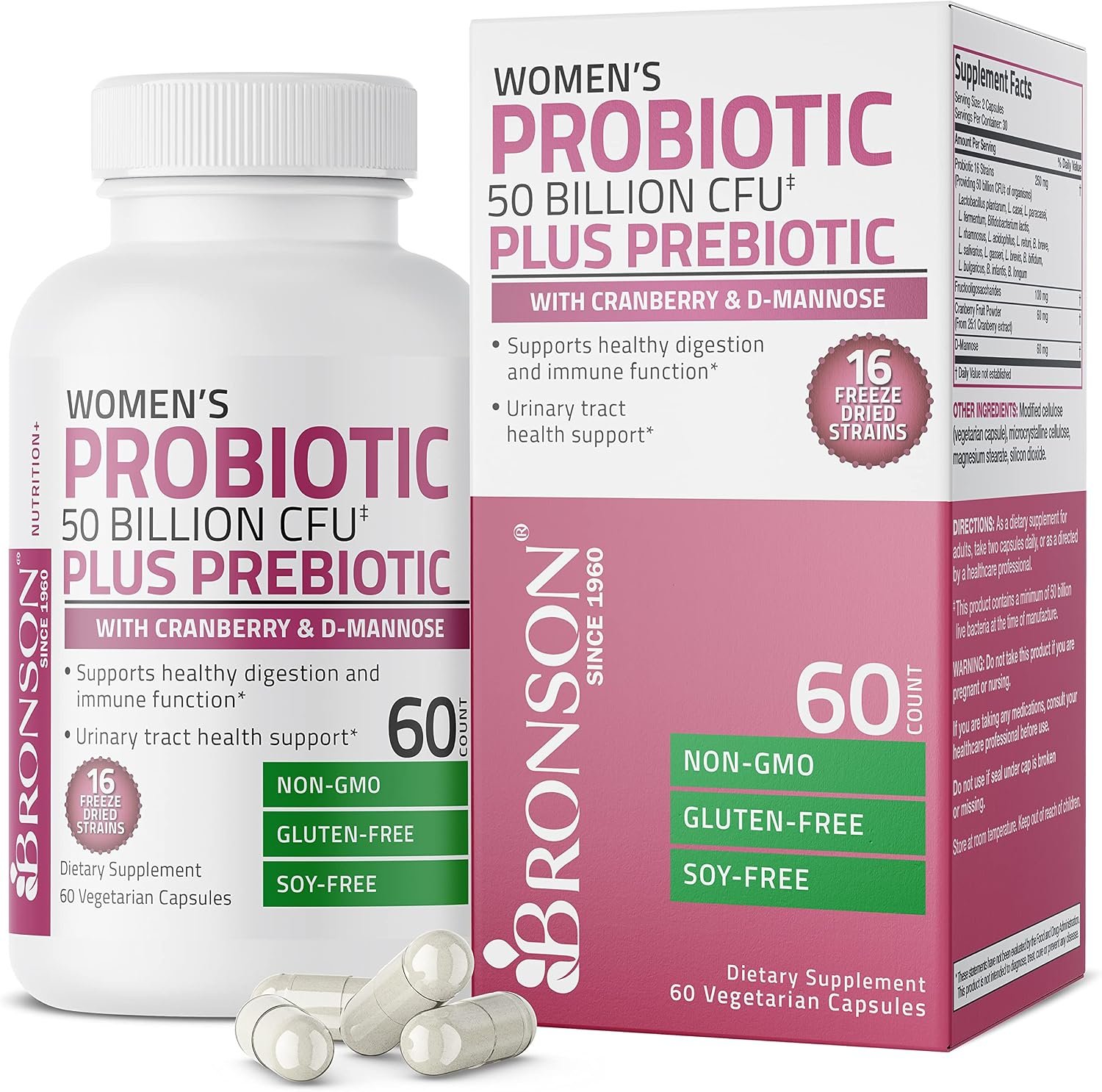 Bronson Women’s Probiotic 50 Billion CFU, 60 Vegetarian Capsules