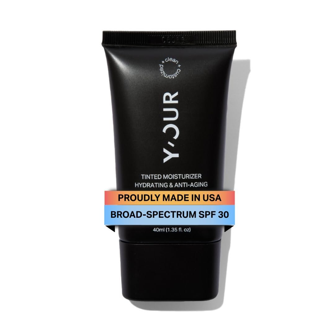 Y’OUR Tinted Moisturizer SPF 30: Anti-Aging Face Sunscreen & Hydrating BB Cream. Sheer Buildable Color Correcting Coverage. Dewy, Oil-Free for Mature, Dry & Oily Skin, 1.35 oz (Medium)