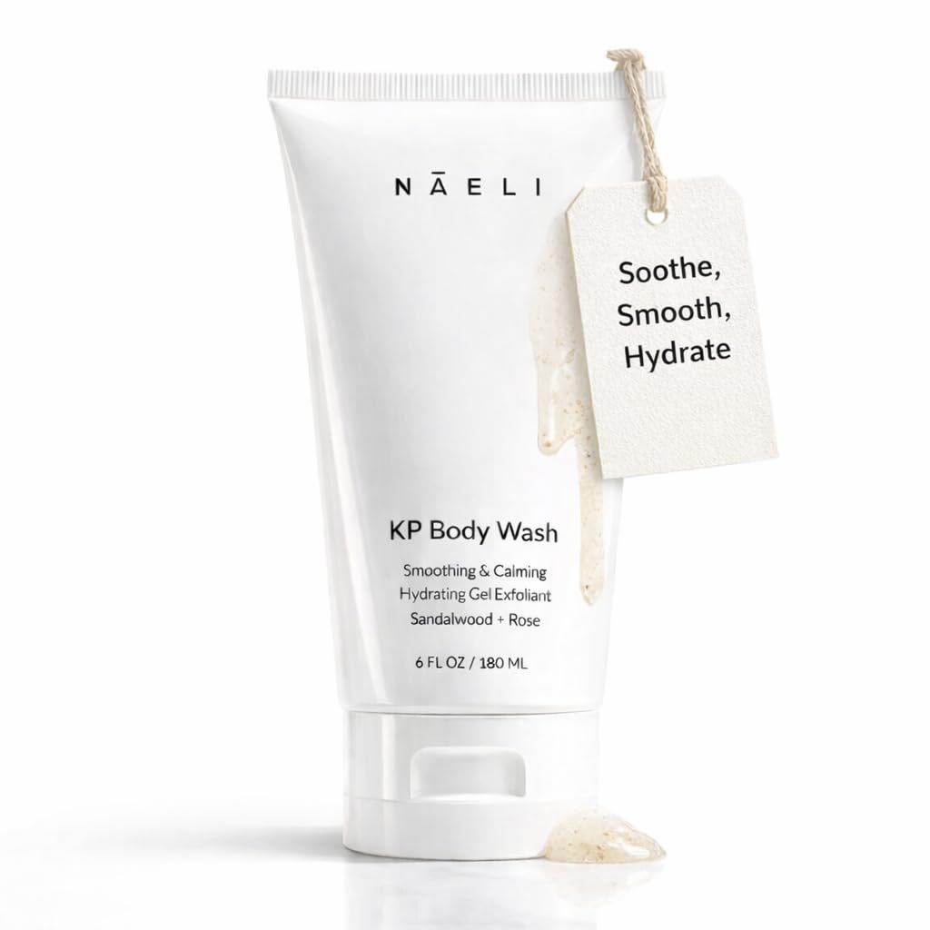 NAELI Exfoliating Body Wash with Salicylic & Glycolic Acid – Natural Keratosis Pilaris Treatment, KP Bump Eraser, Back & Butt Acne Gel – Smooths & Hydrates, 6 oz