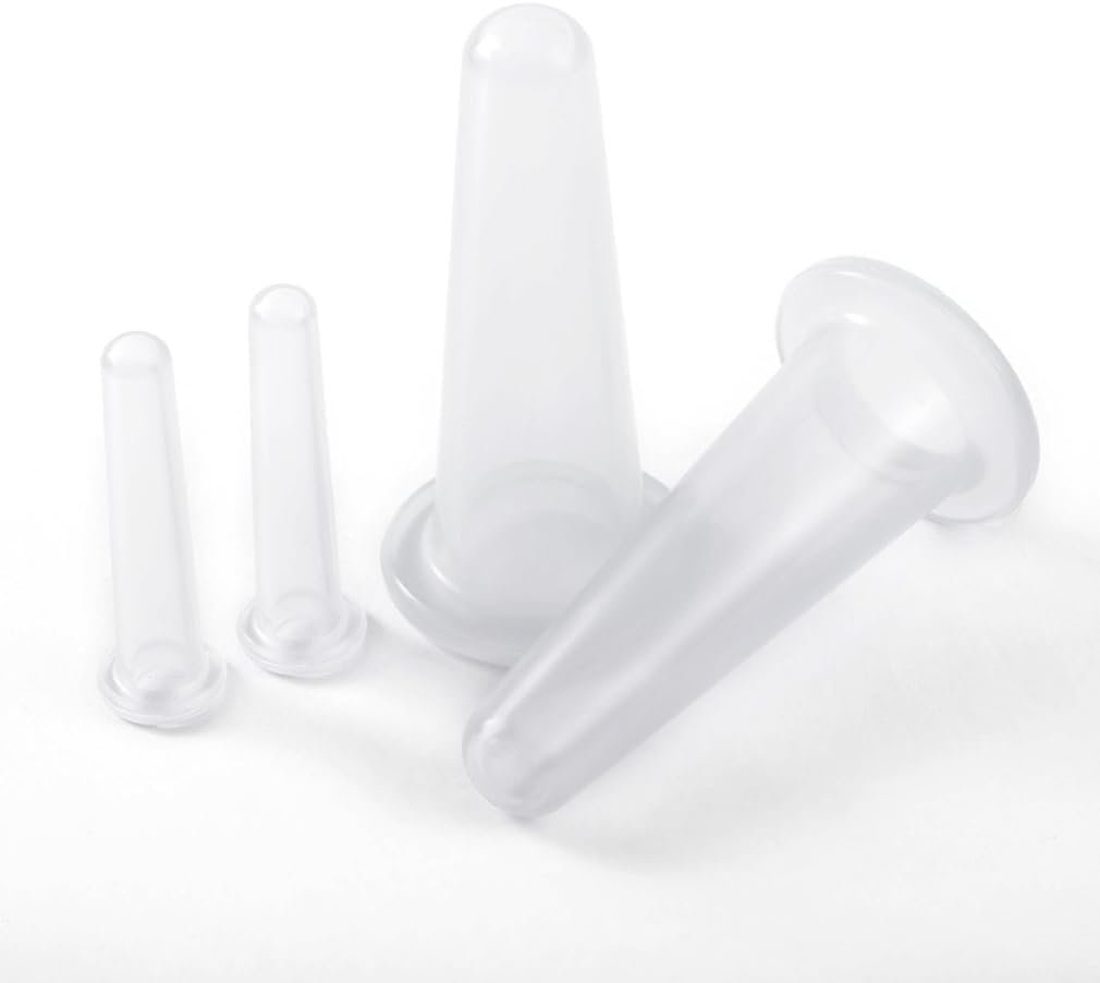 BWESOO 4Pcs Transparent Massage Cupping Set Silicone Mini Facial Cups Face Massager Helper Skin Care Neck Back Eyes Massaging Cup Safe to Use, Don’t Worry About Burns Health Care Products