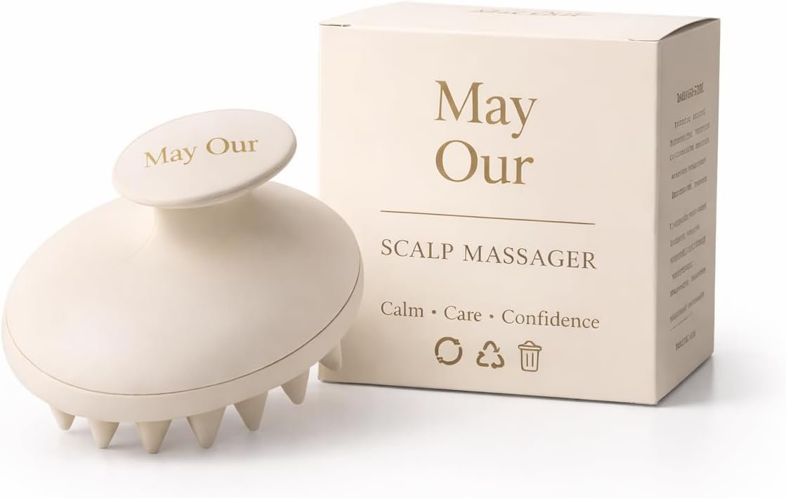 May Our Scalp Massager Shampoo Brush – Soft Silicone Head Scrubber for Relaxing Scalp Massage – for Women, Men & Kids – Wet & Dry Use