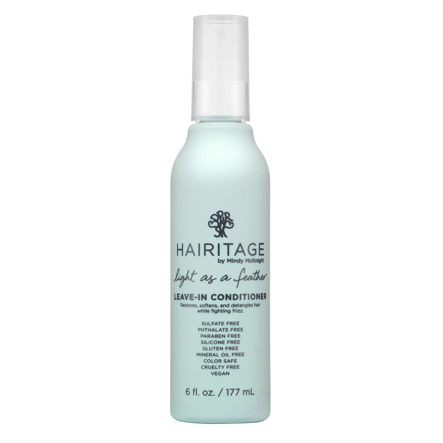 Hairitage Detangling Leave-in Conditioner Spray – Leave In Hair Treatment for Dry Damaged + Curly, Fine, Wavy, Frizzy Hair – Lightweight Formula – Sulfate Free – Cherry + Amber Scent, 6 Fl oz