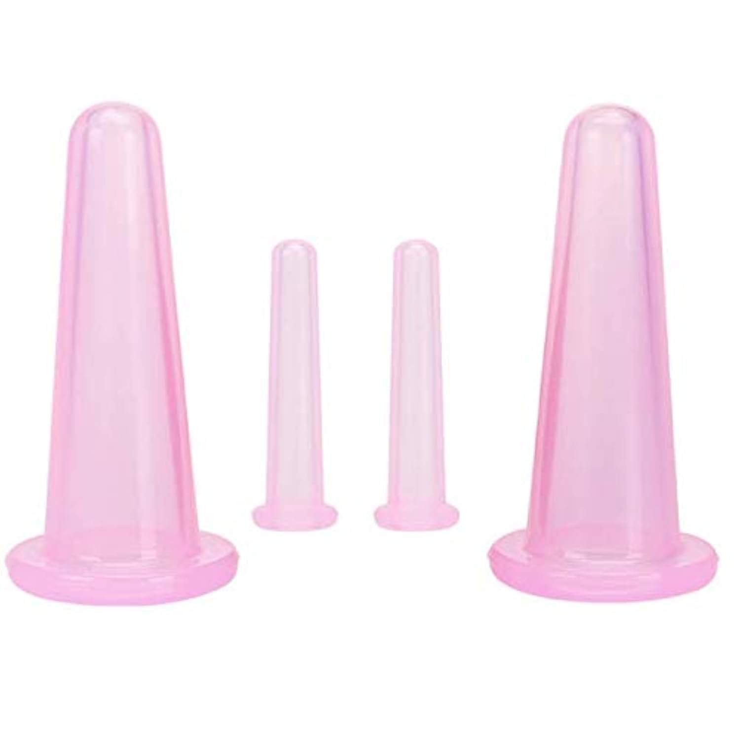 4 Pieces Facial Cupping Therapy Set Anti Cellulite Silicone Vacuum Cupping Cups for Face and Eye Cupping Massage (2 Small + 2 Large)