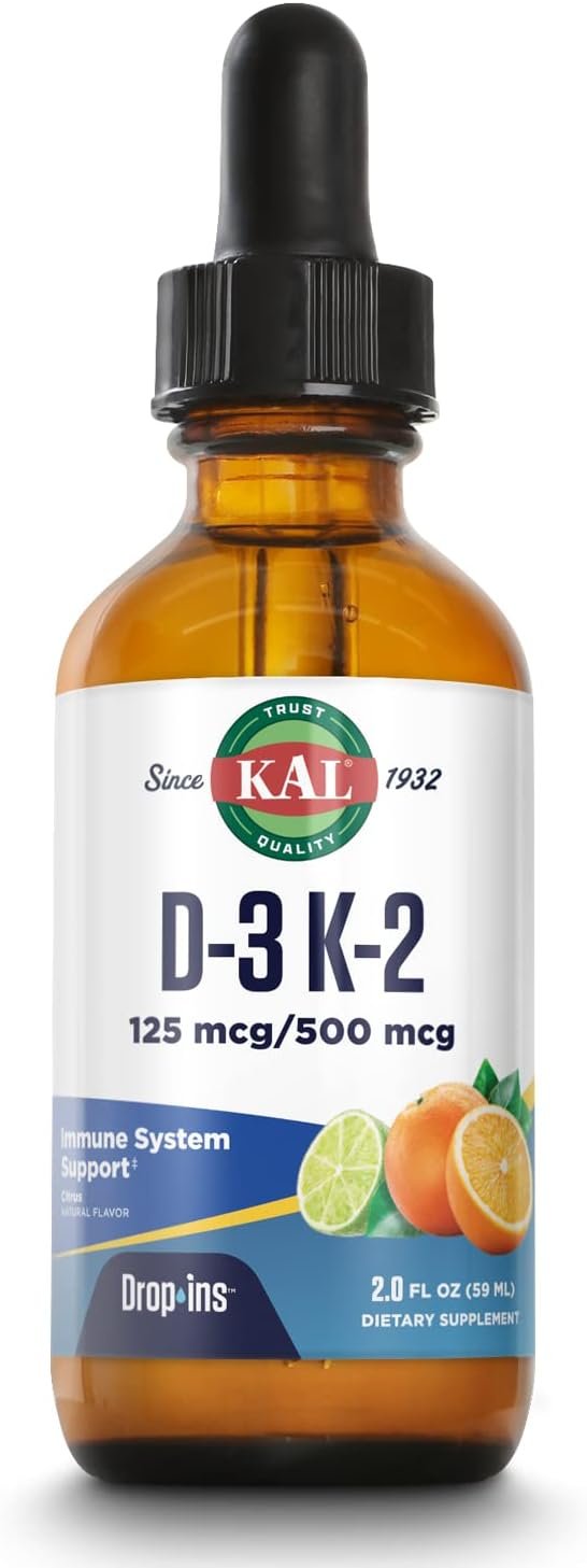 KAL D3 K2 DropIns 125/500 mcg, Natural Citrus Flavor, 2 fl oz