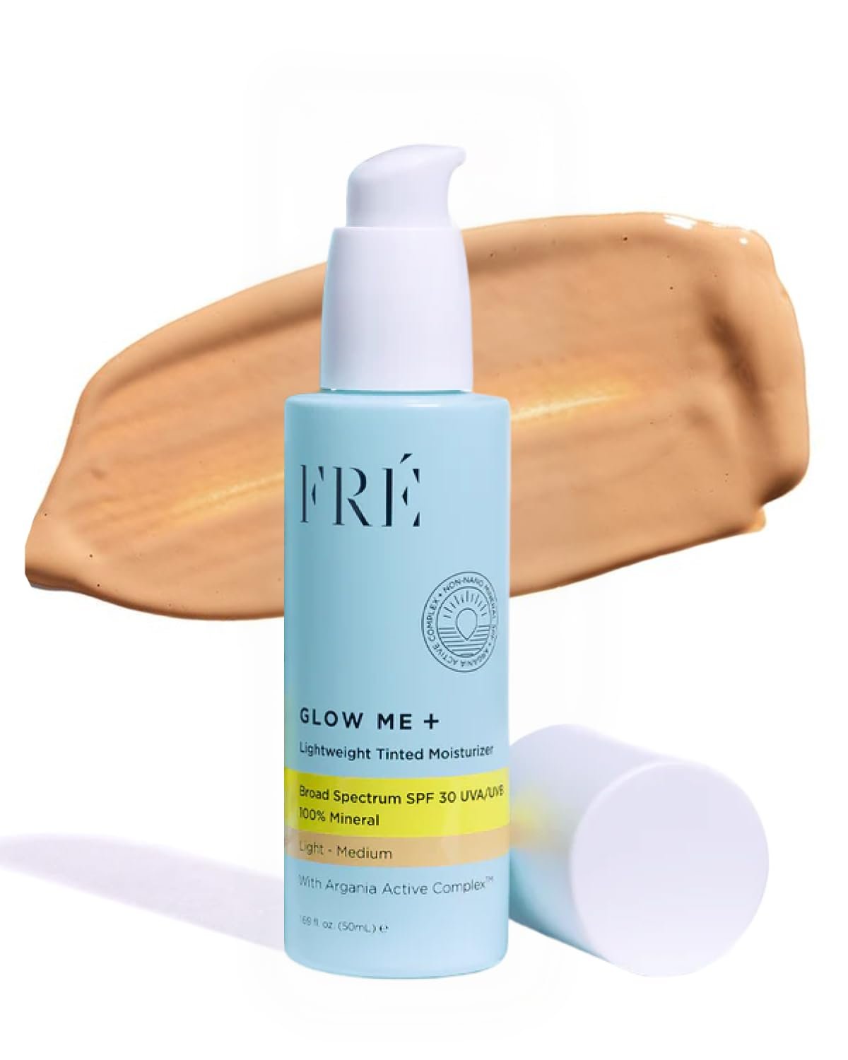 FRE Skincare GLOW ME Tinted Mineral Face Sunscreen SPF 30, Light-Medium